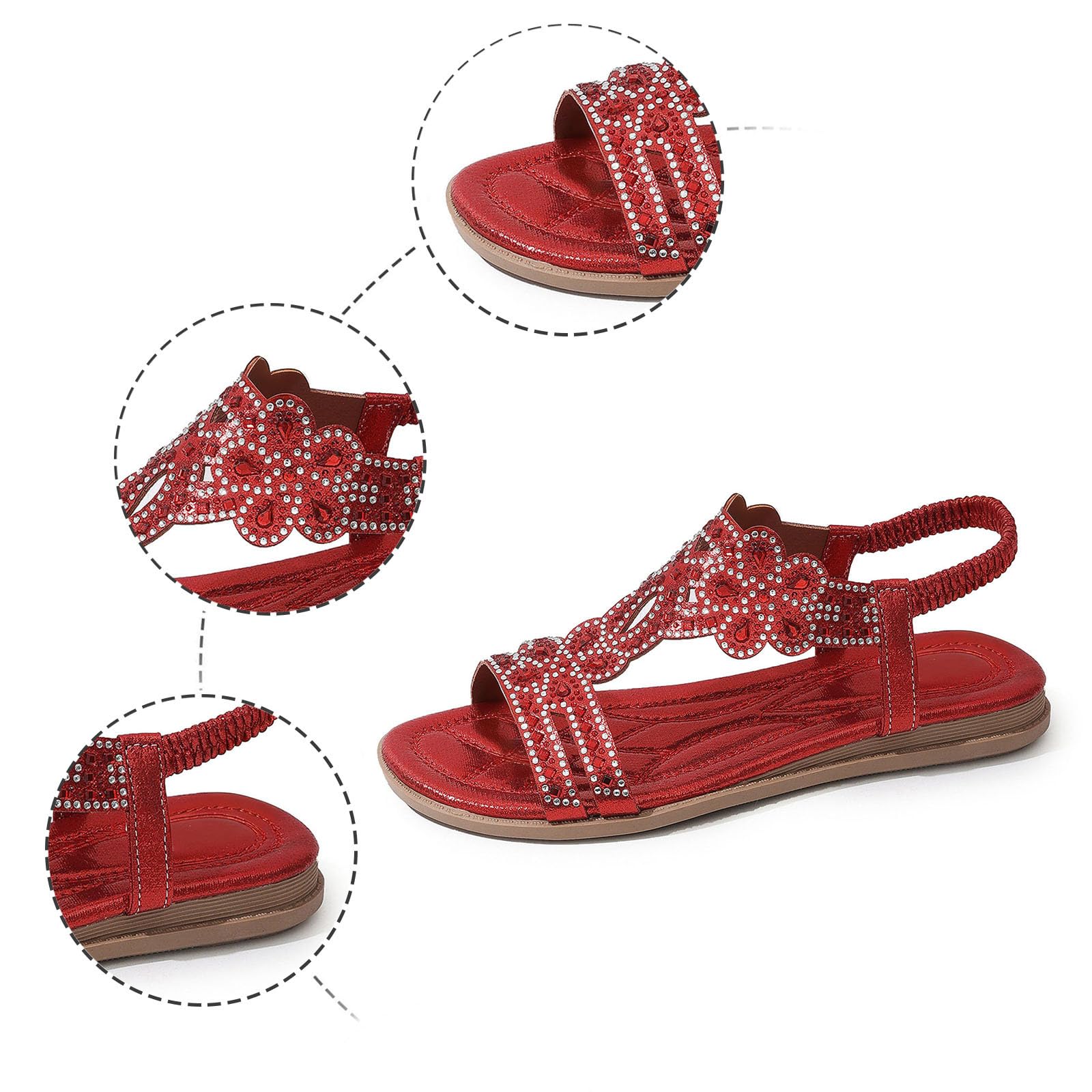 TTDGYYXW Generisch Sandalias de Mujer Sandalias de Playa Zapatos Casuales cómodos Soporte para el Arco Correa elástica al Tobillo Zapatos Boho