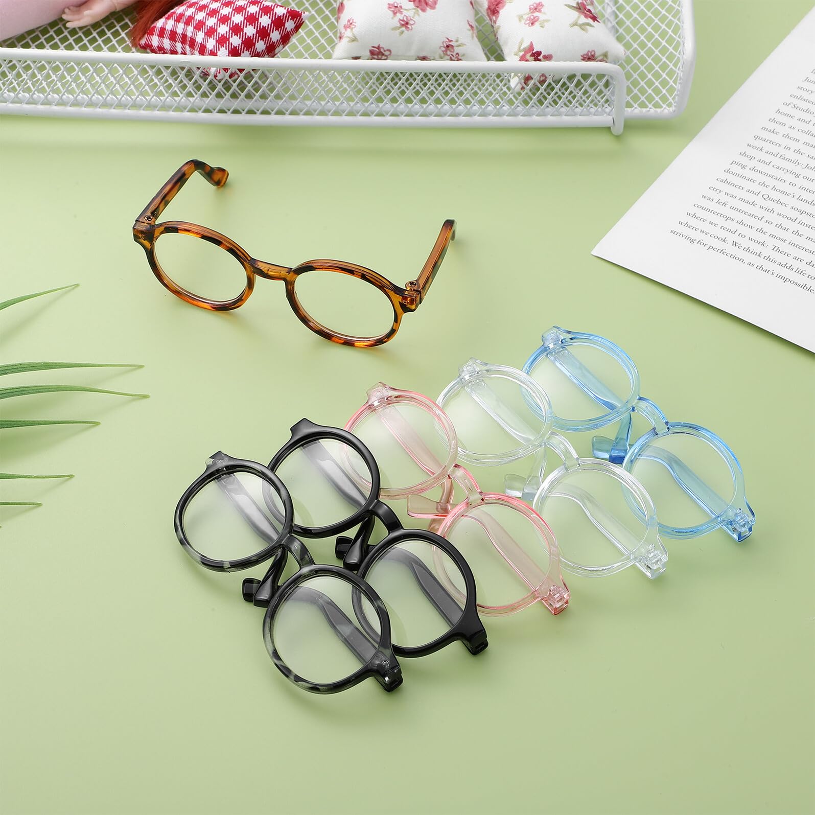 VICASKY Occhiali Rotondi Mini in Plastica Trasparente per Bambole di Pezza e Fotografia Accessori Versatili per Case delle Bambole