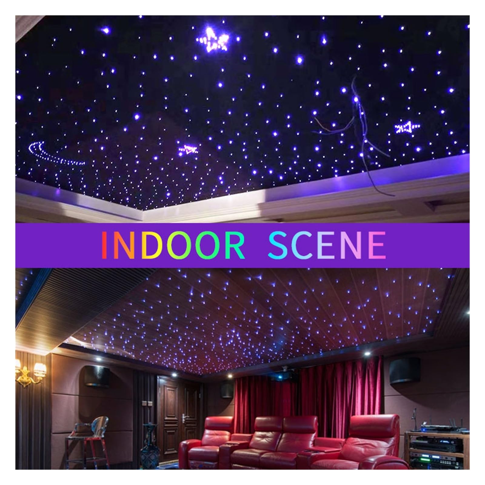 6W Samochód Starry Sky Light LED Na Dach Samochodowy Gwiazda Sufitowa Lampa Auto Akcesoria Do Dekoracji Wnętrz Światło Światłowodowe