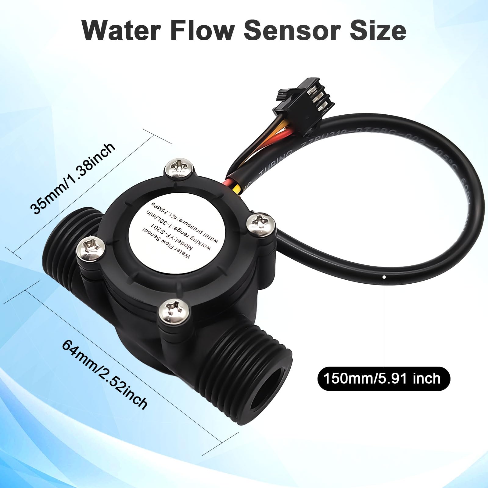 Sensore Di Flusso Acqua G1/2 - Interruttore A Turbina 1-25 L/min - Nuovo