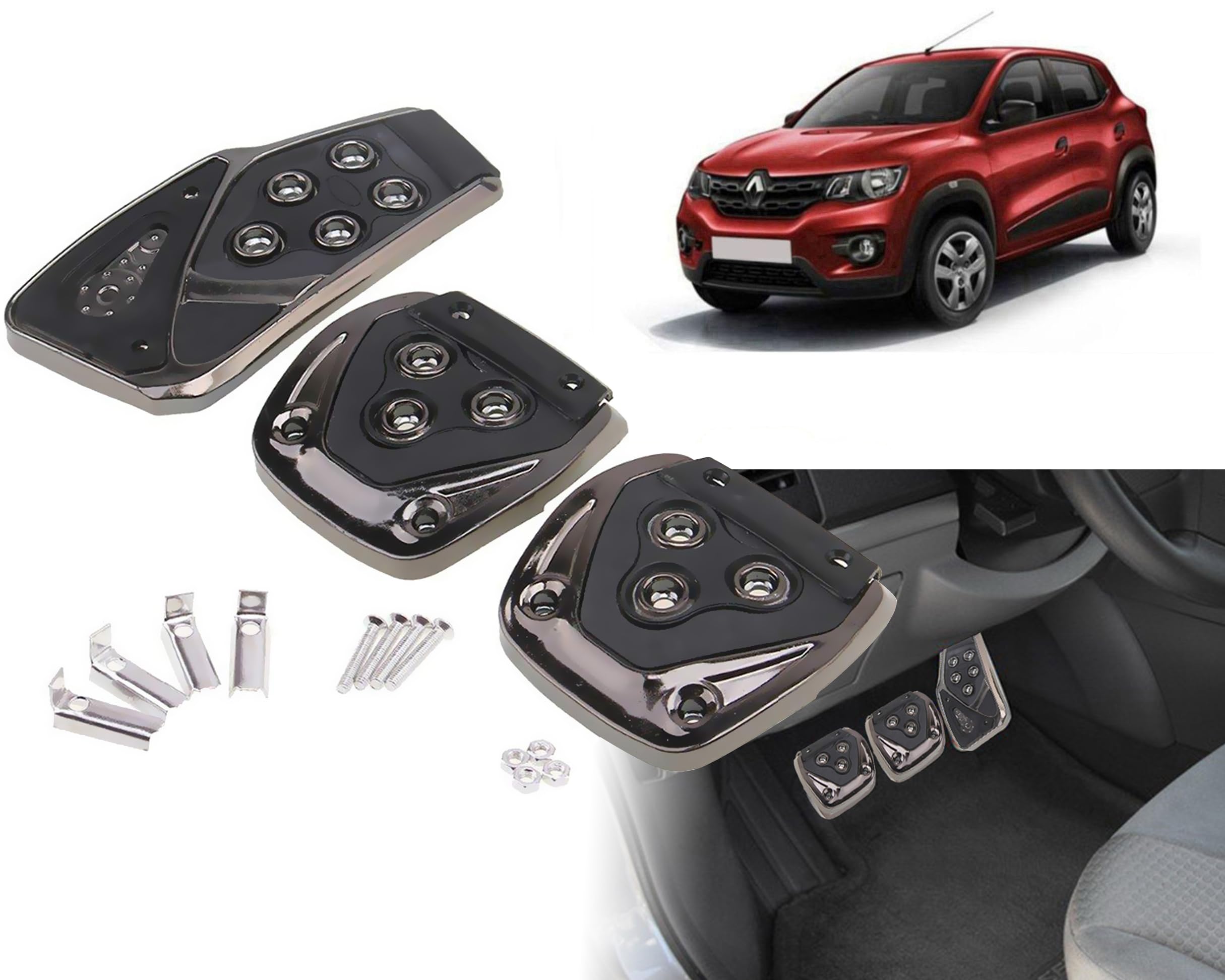 3 Pcs Black Non-Slip Manual Car Pedals kit Pad Covers Set for Renault Kwid-picture-32
