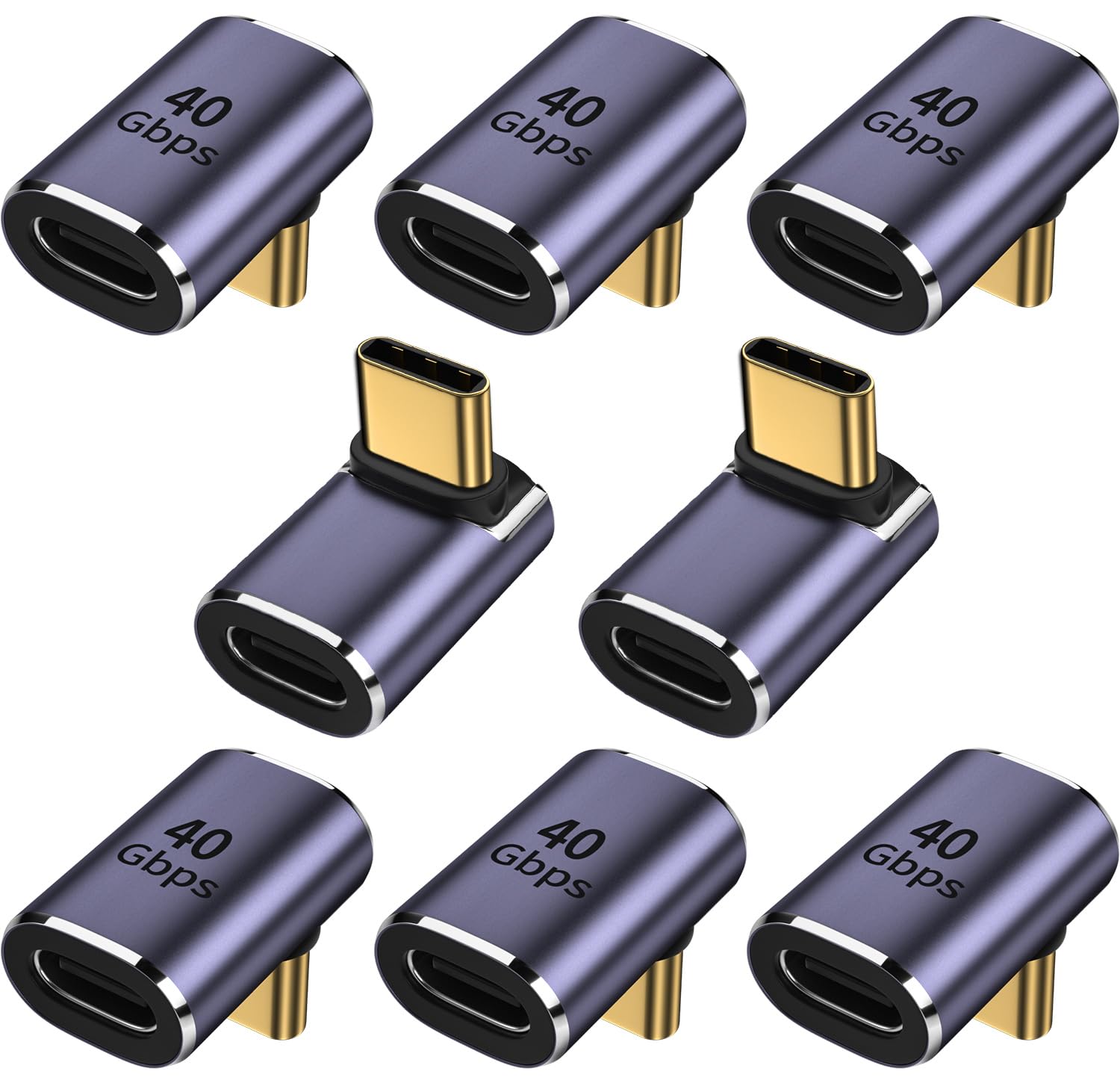 ShineeKee 90 Degree USB C Right Angle Adapter 40Gbps Data Transfer USB 4.0/Thunderbolt 4 Type C Male to Female Connector Extender for Mobile Phone,