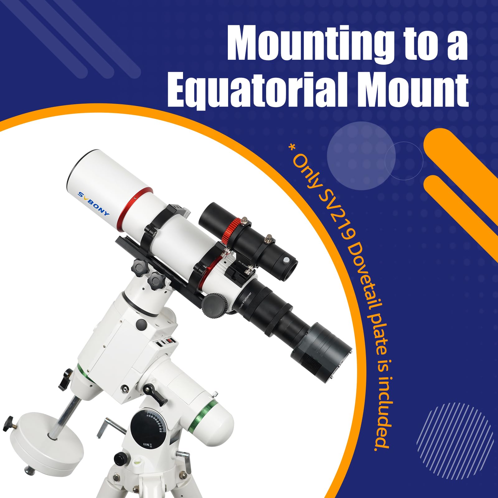 Svbony 4.72" Telescopio con Piastra di Montaggio a Coda di Rondine da 120 mm per Treppiede Equatoriale OTA