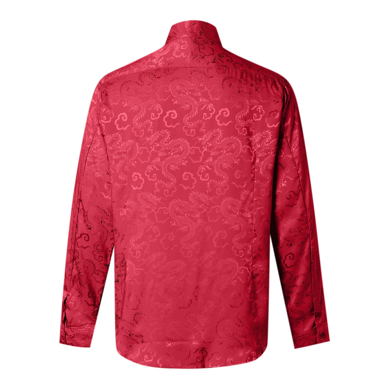 Herren Frühling und Herbst Neue Herren Retro Platte Schnalle Langarm Hemd Dunkle Jacquard Große Größe Hemd#M