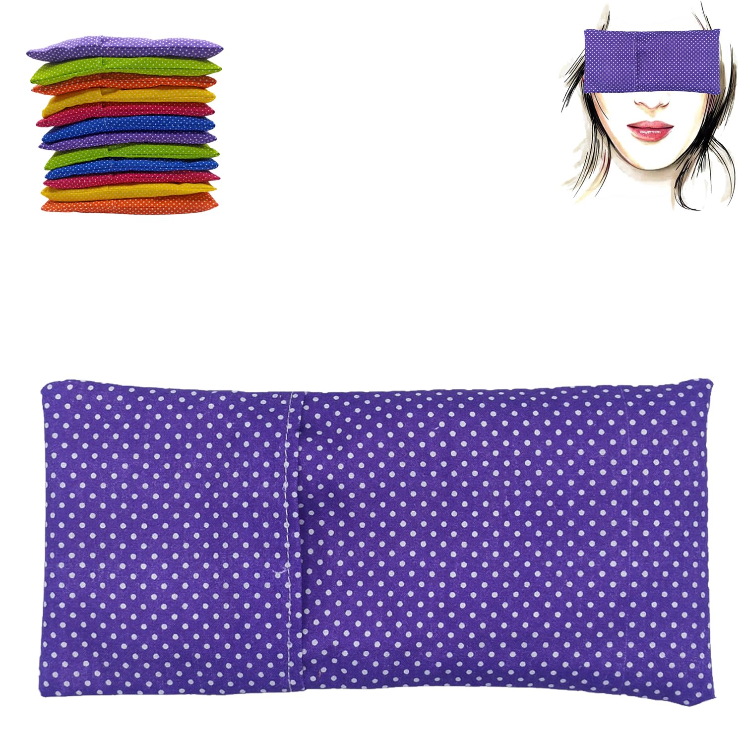 Coussins pour les yeux "Pack 12 Colori" - Graines de Lavande et de riz - Yoga, méditation, relaxation, reposer des yeux
