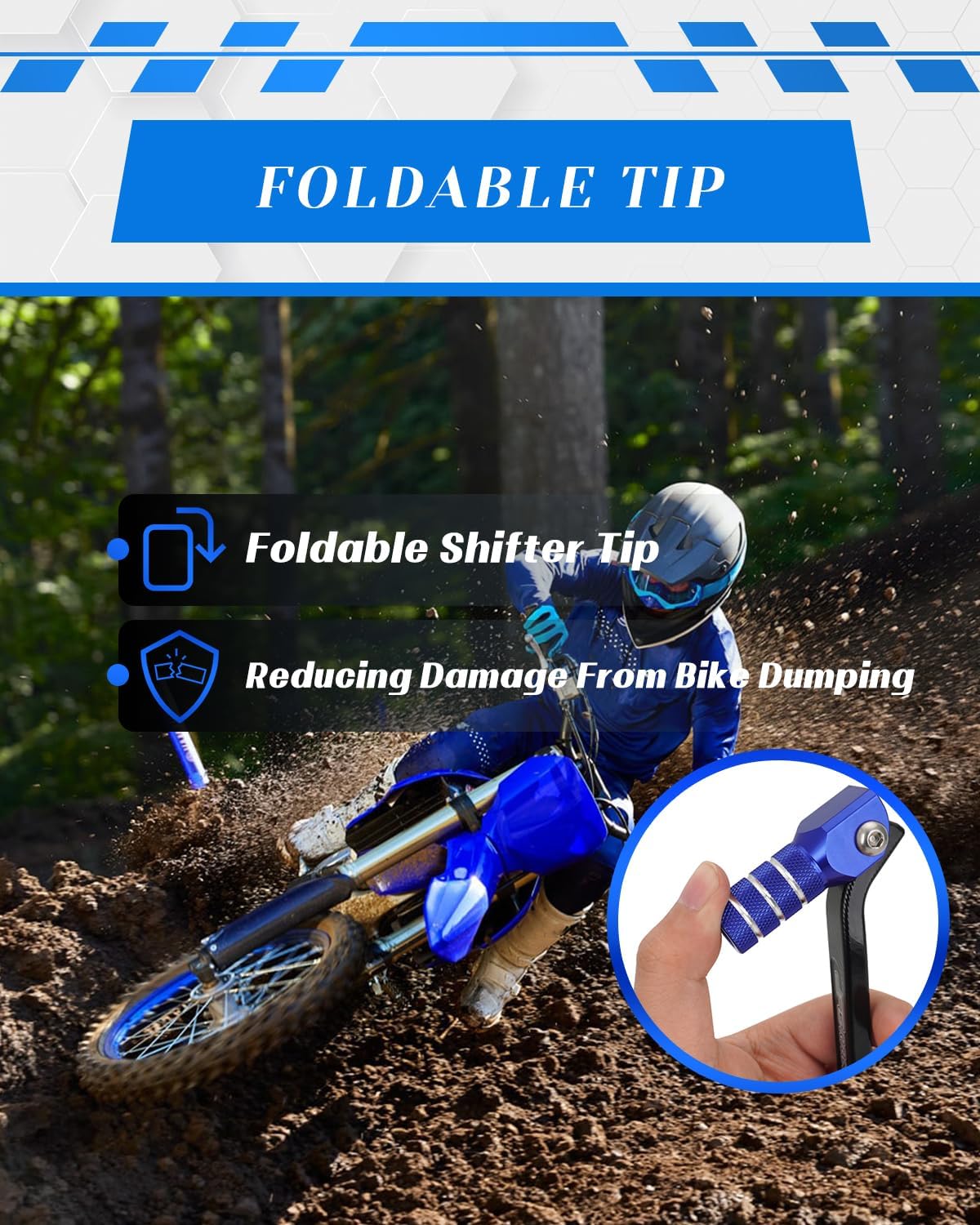 JFG RACING Dirt Bike Gear Shift Lever for YZ125/250 2005-2026, Foldable Shifter Levers for TTR 230 2005-2025, YZ65 2018-2026, YZ85 2002-2026, YZ125X 2017-2026, YZ250X 2016-2026, YZ125G/250G 2016, BLUE