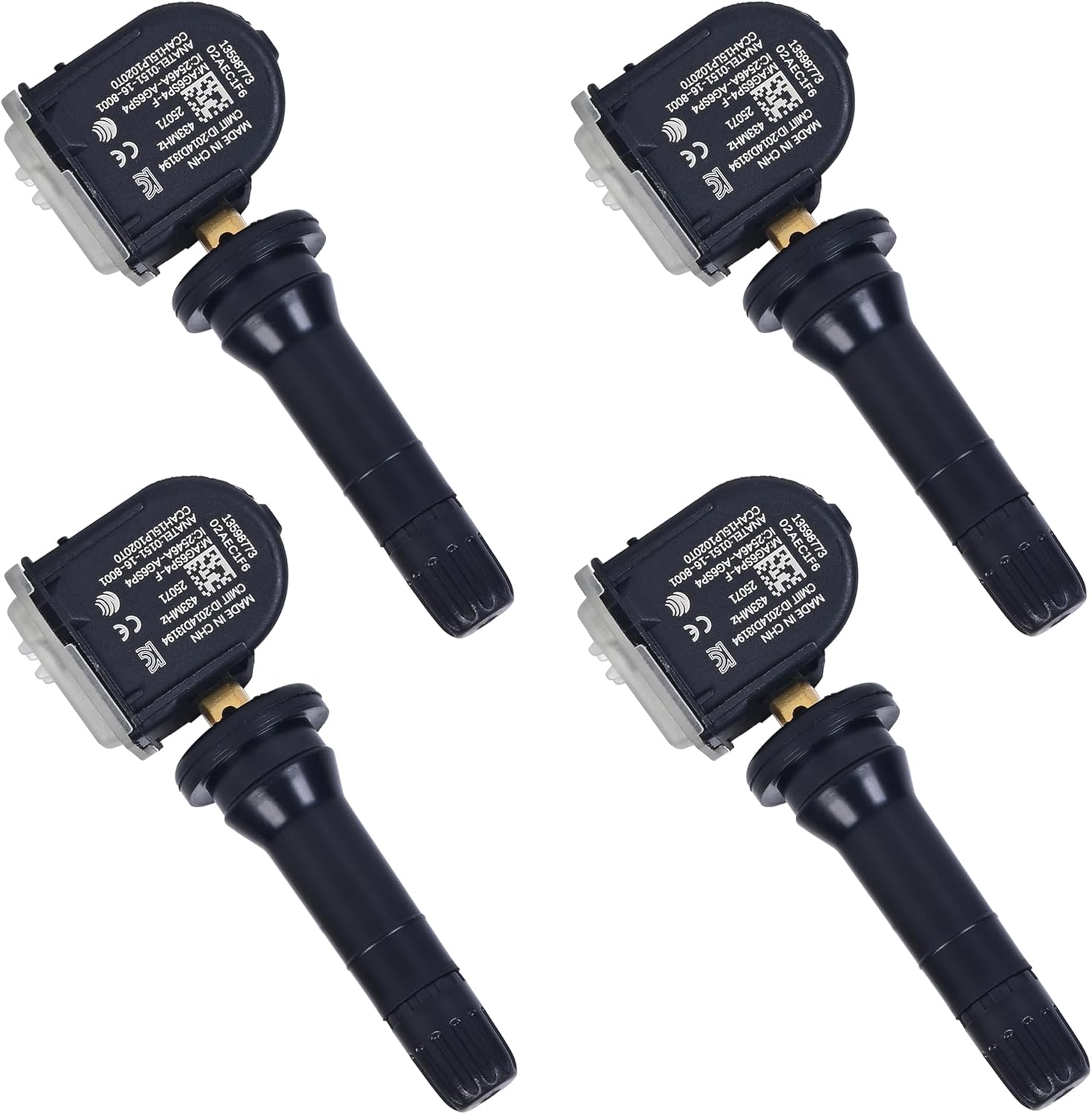 TPMS Sensors Set of 4 Pre-Programmed Tire Pressure Sensor 433MHz Fit for Chevy Silverado 1500 LD 2019 Cadillac XT5 2017 Replaces 13540602 13598773