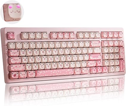 ZORNHER ZH980 Cat Mechanical Keyboard,95% Pink Creamy Keyboard with Number Pad,Cute Kawaii Mao Glowing Kitty Ear Keycaps,Creamy Sounding Linear Switches,Hot-Swappable,RGB Backlit