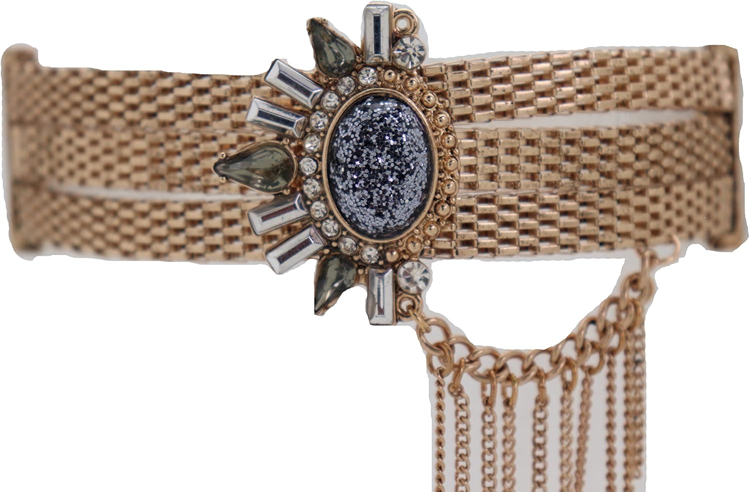 Women Western Fashion Jewelry Boot Chain Bracelet Gold Mesh Metal Sun Flower Bling Shoe Charm Side Tassel