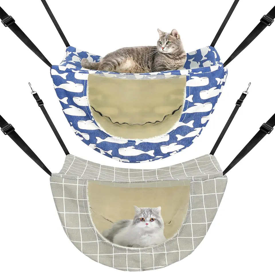 Jetec 2 Pieces Cat Cage Hammock Indoor Hanging Pet Bed Double Layer Hanging Cat Bed Bag Soft Kitten Hammock for Comfortable Two Level Cage Accessories for Spring, Summer, Winter, 2 Styles