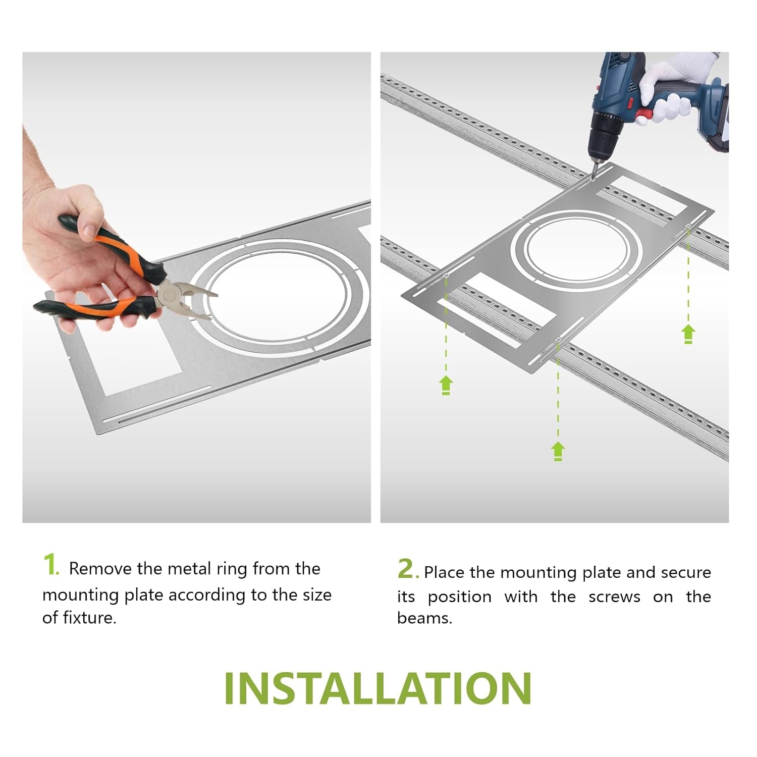 LETRY 24-Pack New Construction Mounting Plate, 8-9-11Inch, LED Recessed Lighting Housing Kits, Flat Steel Rough-in Bracket Fixture for LED Light Bar, Shallow Recessed Lighting Housing Plate