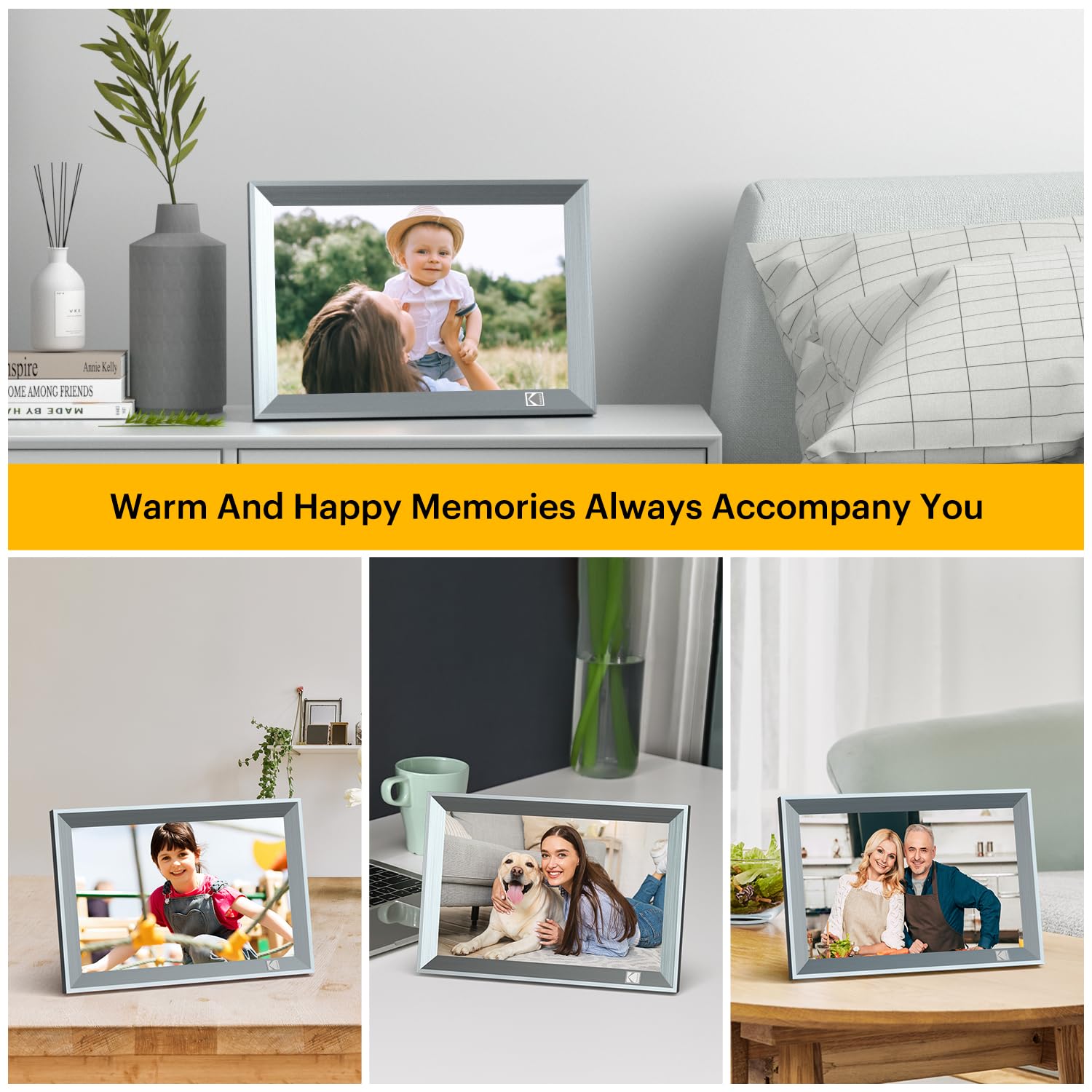 Cornice Digitale KODAK Wi-Fi da 10,1 pollici con Memoria da 32 GB, Schermo Touch Screen HD IPS, Condivisione Delle Foto Tramite App
