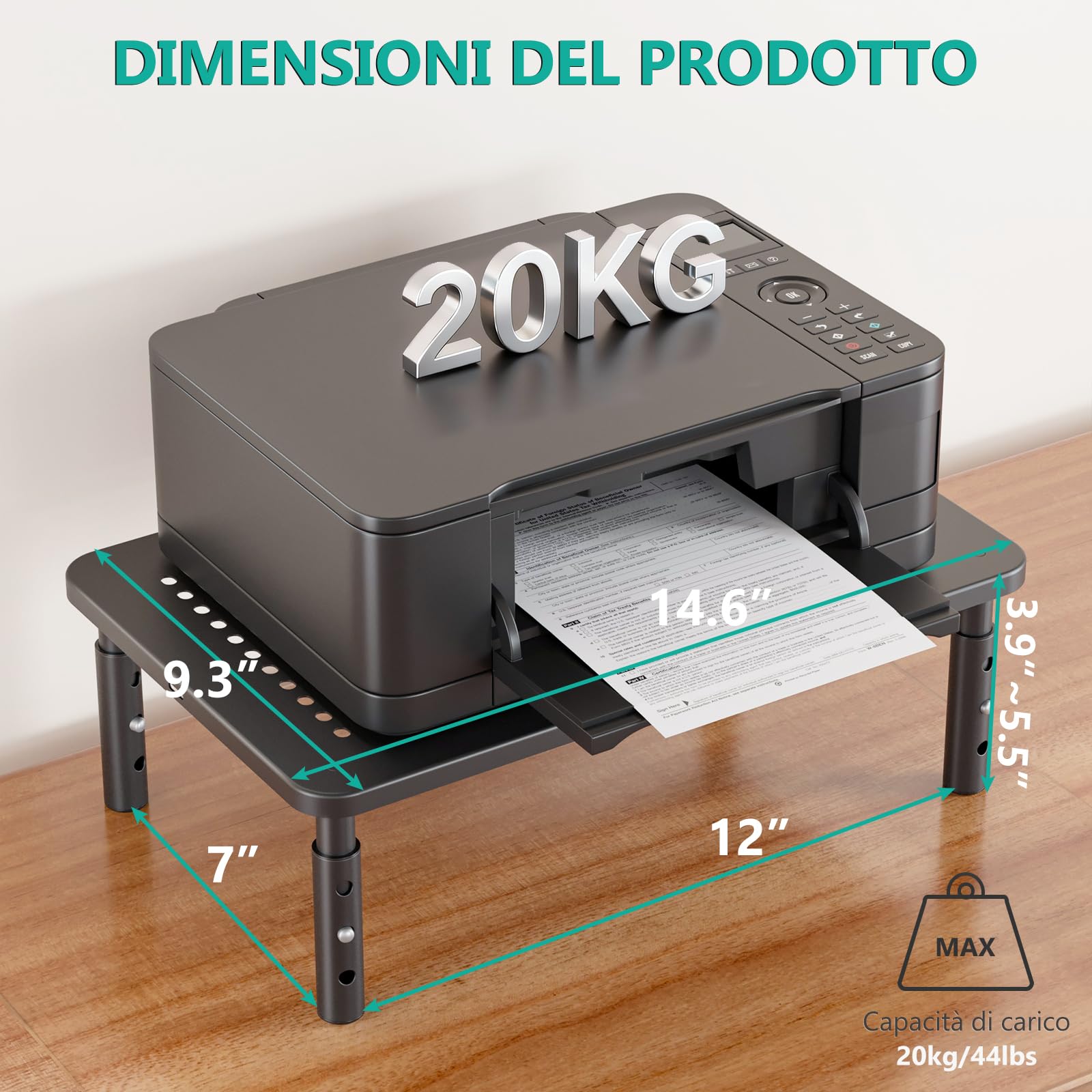 WALI Supporto per monitor del computer, 3 alzate regolabili in altezza, supporto per computer da scrivania in metallo, per ufficio, casa, scuola, 37 x 24 cm, confezione da 2, nero (STT003-2)