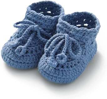 Hadetoto Baby Booties Hand Crochet Knit Cotton Bootie | Soft, Cozy, Warm, Newborn First Walkers, Infant Boy Girl
