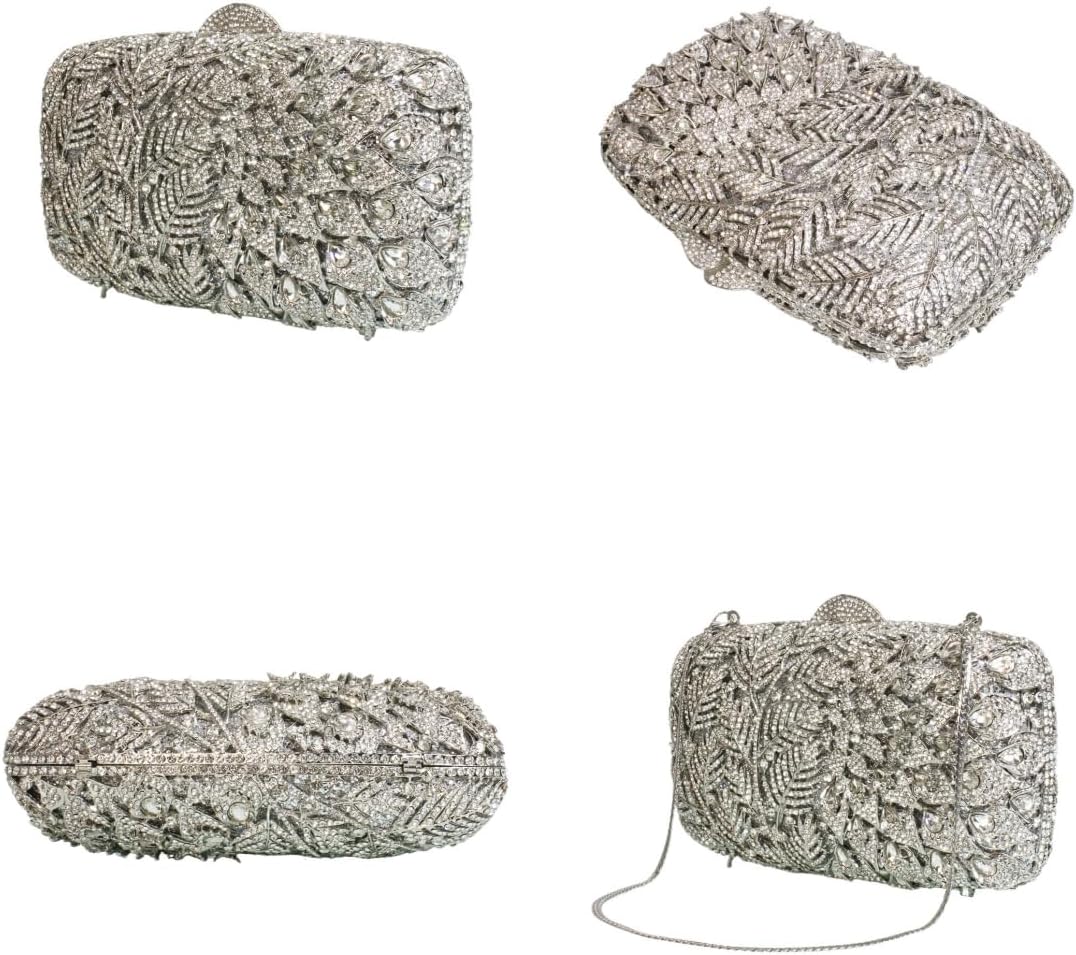 Women Vine Evening Handbag Sparkling Rhinestone Leaf Pattern Clutch Elegant Purse Bag for Party Wedding Banquet - Image 6