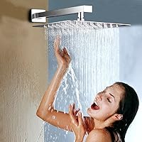 Vista 3 de Voolan Brazo de ducha cuadrado de 16 pulgadas con brida y cinta de teflón, brazo de extensión para regadera fija de baño, acero inoxidable sólido
