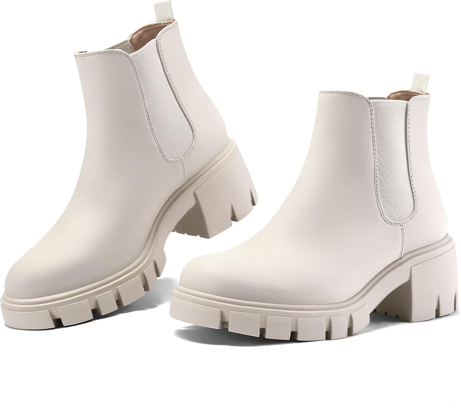 mysoft Women's Platform Chelsea Boots Lug Sole Slip On Chunky Block Heel Ankle Booties - Image 6