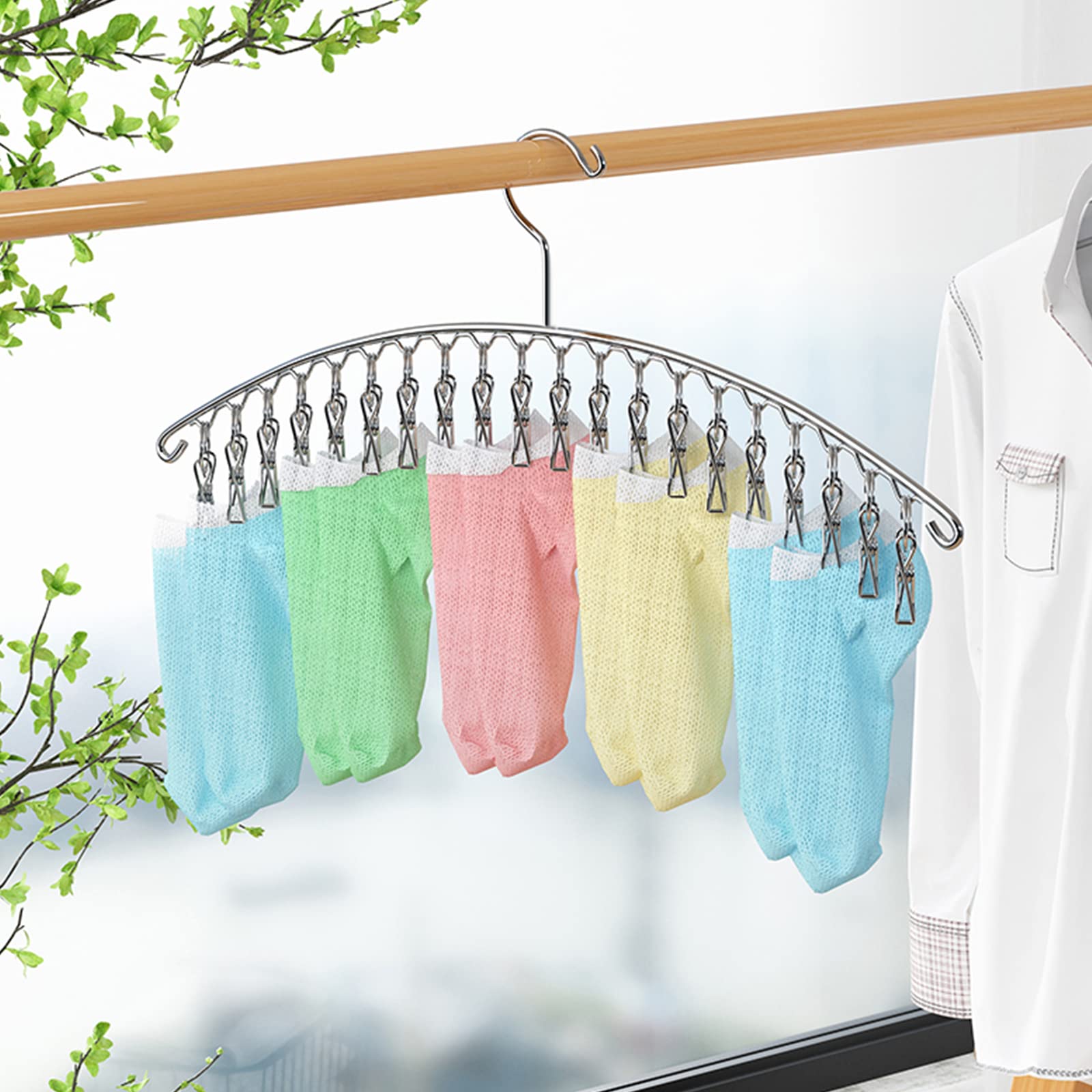 Wolpin 20 Clips Stainless Steel Cloth Dryer/Clothes Drying Stand/Socks Hanger/Lingerie Dryer Rack with Clips Clothes Peg (B09S9RJ45L) Amazon Price History, Amazon Price Tracker