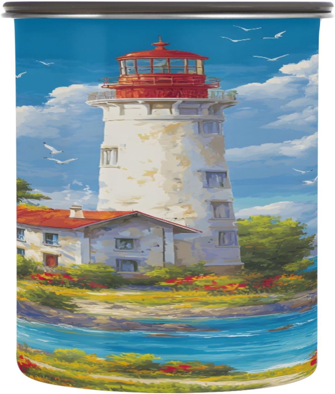 ALAZA Tower Sea Ocean Blossom Lighthouse Canister Alimentos 17oz Acero Inoxidable