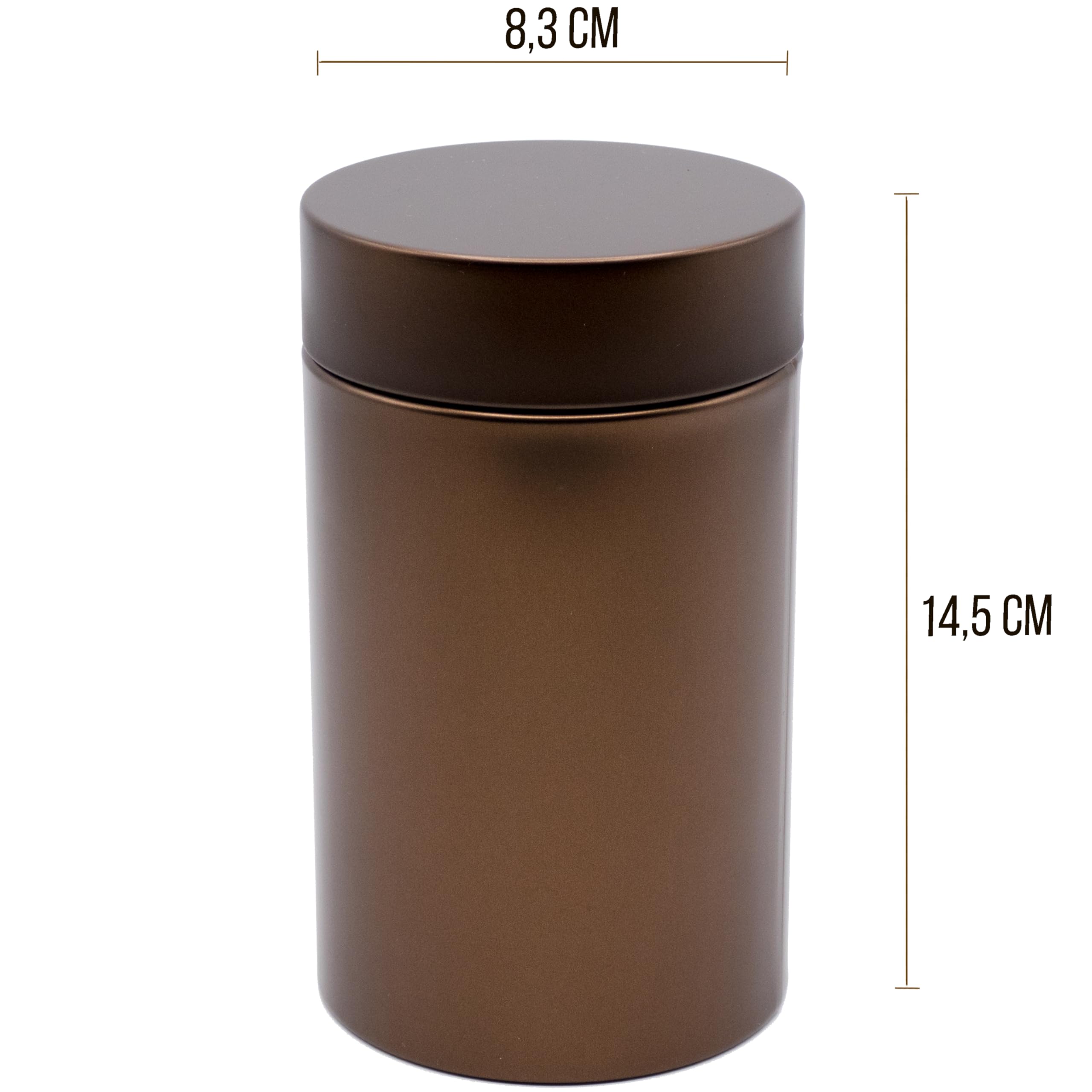 3 x okrągła puszka na herbatę / puszka na zapasy, metaliczna kawowo-brązowa, odporna na zapachy z metalu, każda po 200 g Earl Grey | 14,5 x 8,3 (wys. ,Ø) | idealnie nadaje się również