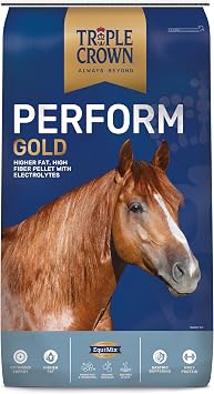 Triple Crown Perform Gold Horse Feed, High-Fat Horse Supplement, Horse Food Ideal for Performance Horses, 50 lbs