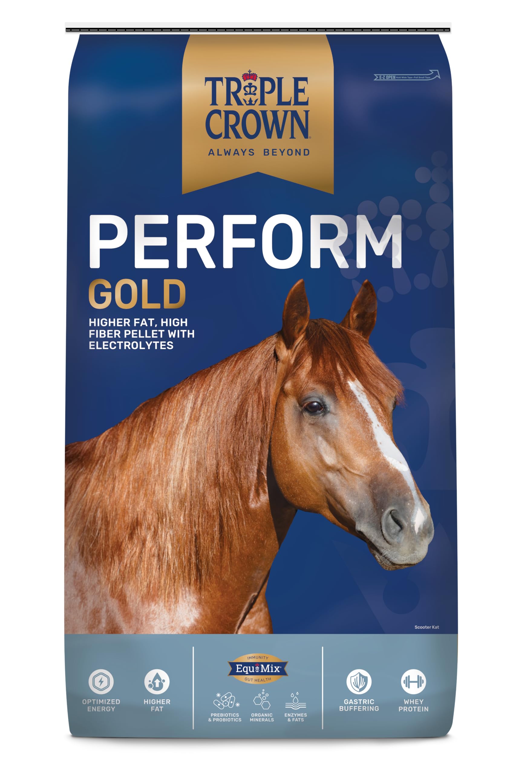 Triple Crown Perform Gold Horse Feed, High-Fat Horse Supplement, Horse Food Ideal for Performance Horses, 50 lbs