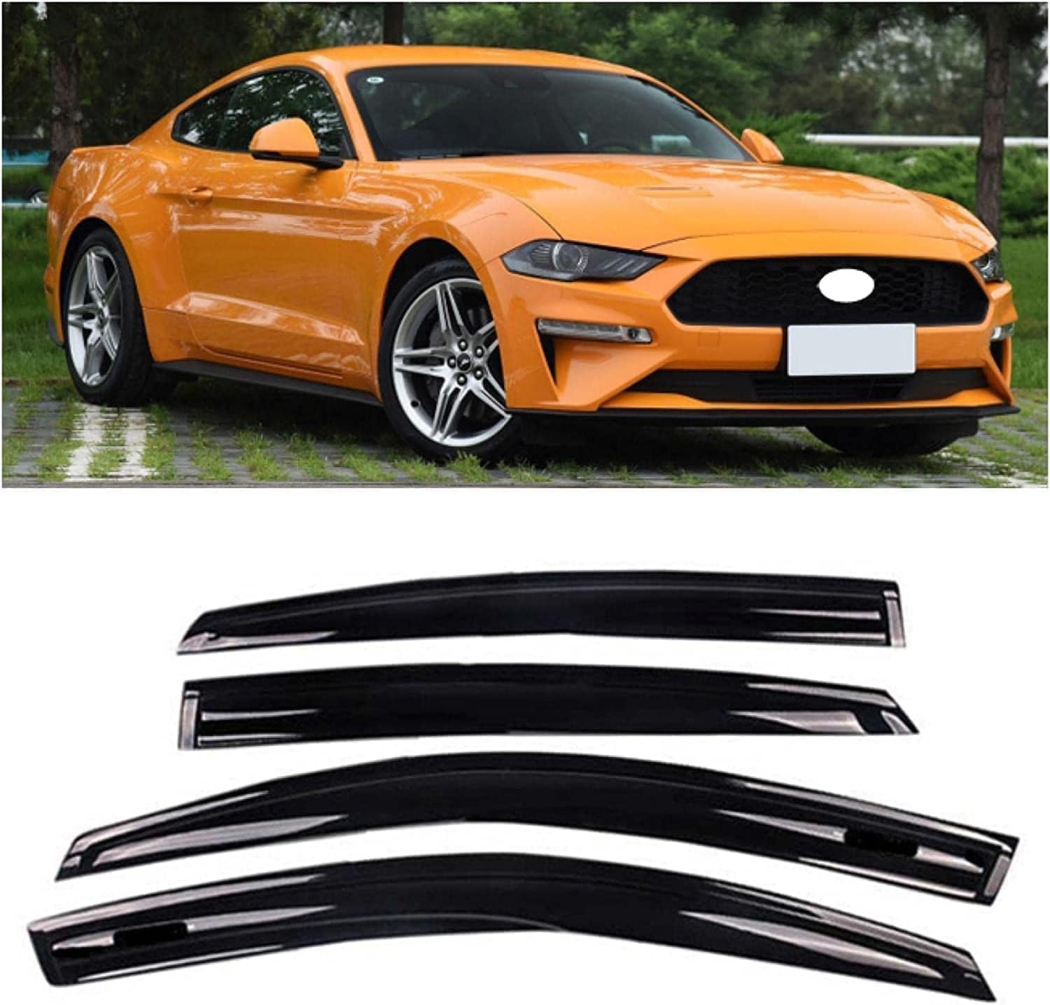 PANXUC Car Wind Deflectors for Ford Mustang 2018-2020, Side Window Wind Rain Deflector Window Visor Sun Rain Guard Smoke Guards