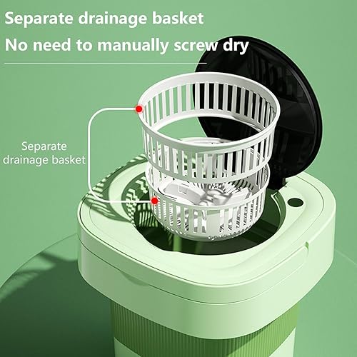 Miniatura 9 de Lavadora portátil, mini lavadora plegable y secadora de centrifugado, mini lavadora de gran capacidad, pequeña lavadora de cubo plegable, adecuada