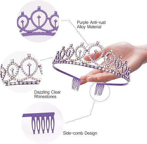 Miniatura 10 de CIEHER Faja de reina de cumpleaños y tiara de diamantes de imitación, coronas de cumpleaños para mujer