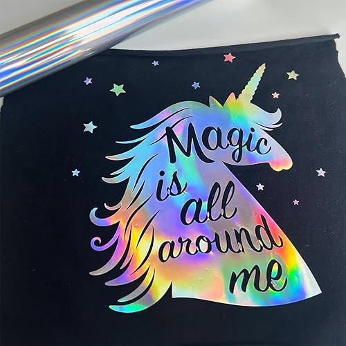 Miniatura 5 de Vinilo holográfico de transferencia de calor de 12 pulgadas x 6 pies, vinilo termotransferible de arcoíris para planchar en telas para todas las