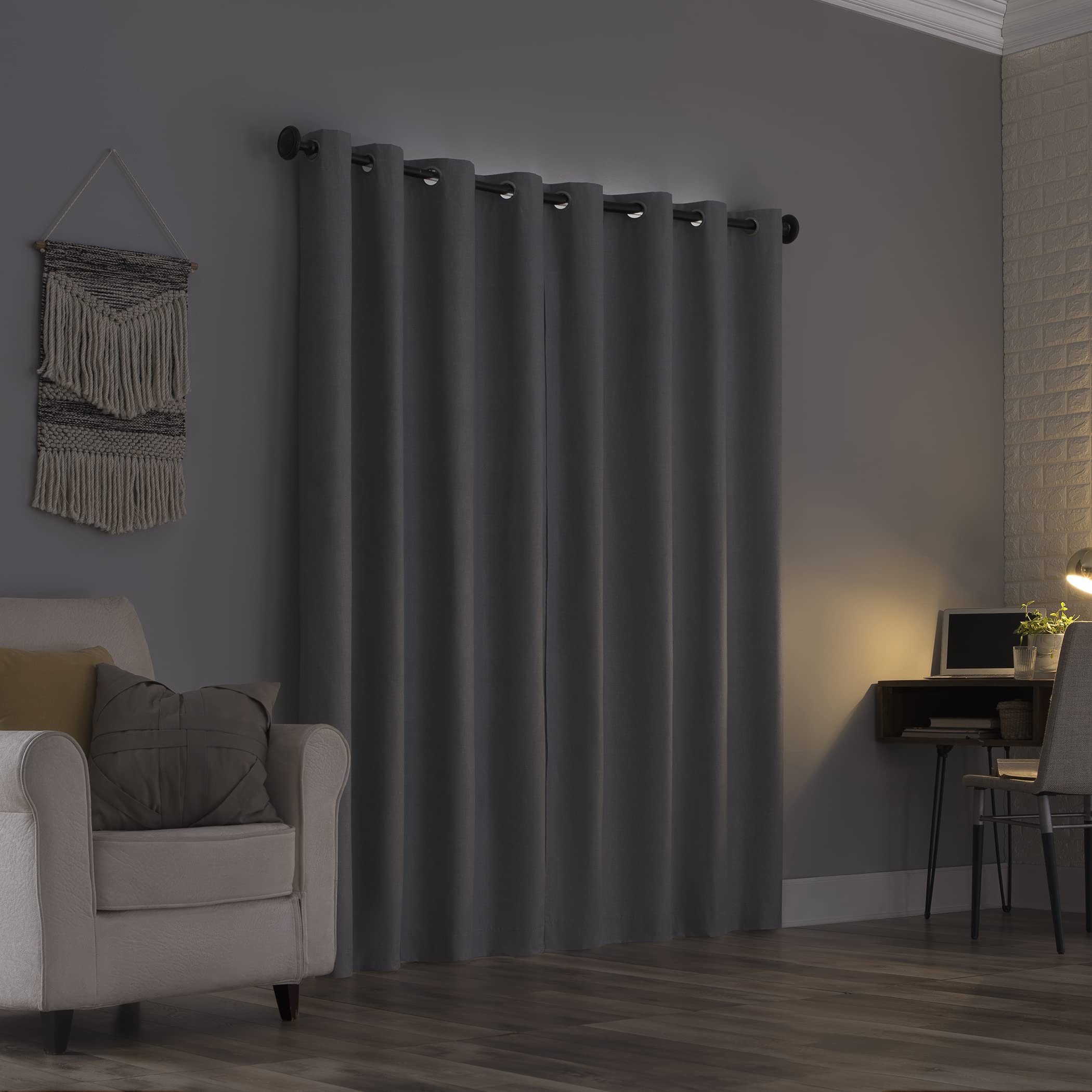 Sun Zero Columbia 2-Pack Thermal Energy Saving 100% Blackout Grommet Curtain Panel Pair, 50" x 63", Silver