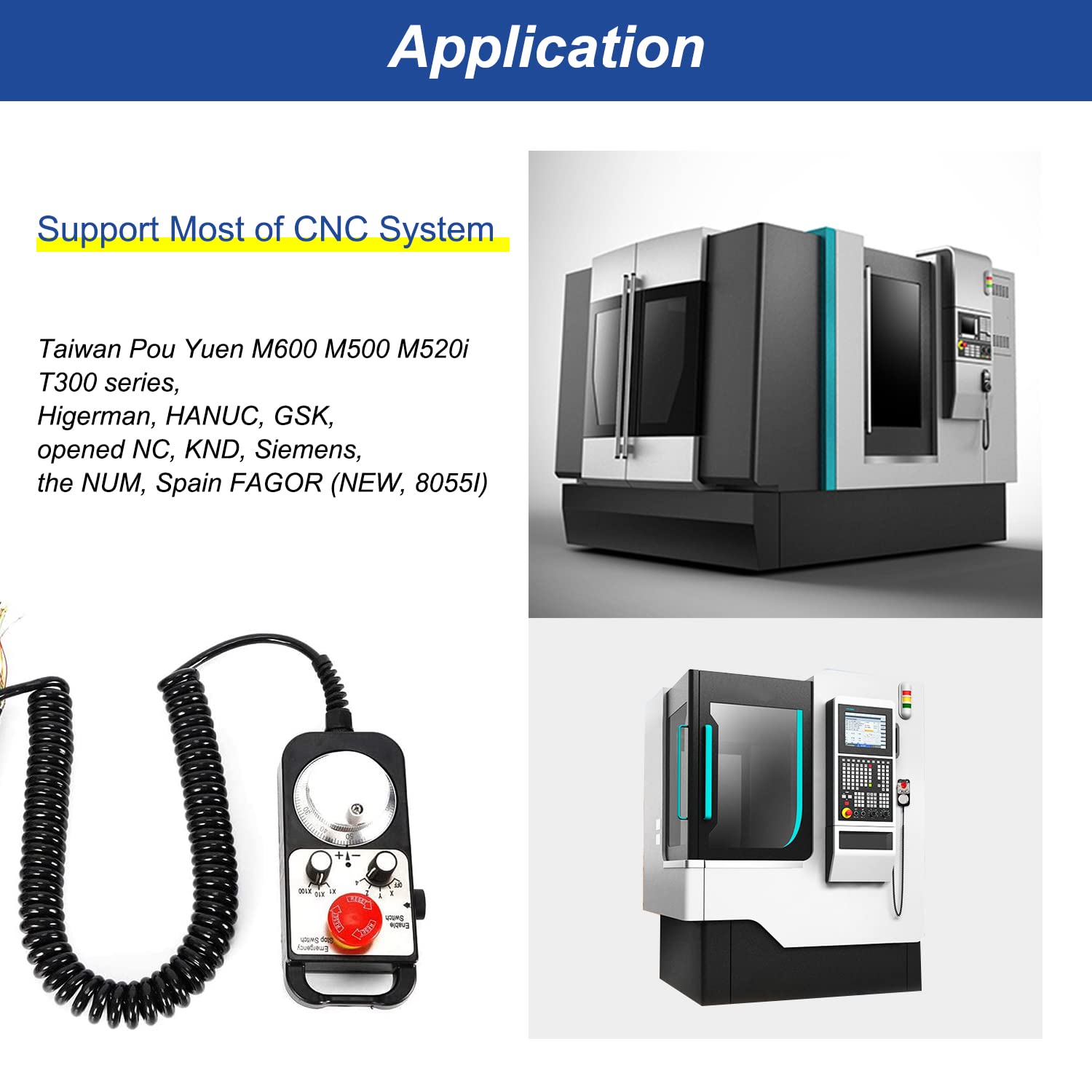 RATTMMOTOR Volantino CNC a 4 assi Controllo volantino elettronico CNC MPG Pendente con generatore di impulsi di arresto di emergenza manuale per tornio CNC Mach3