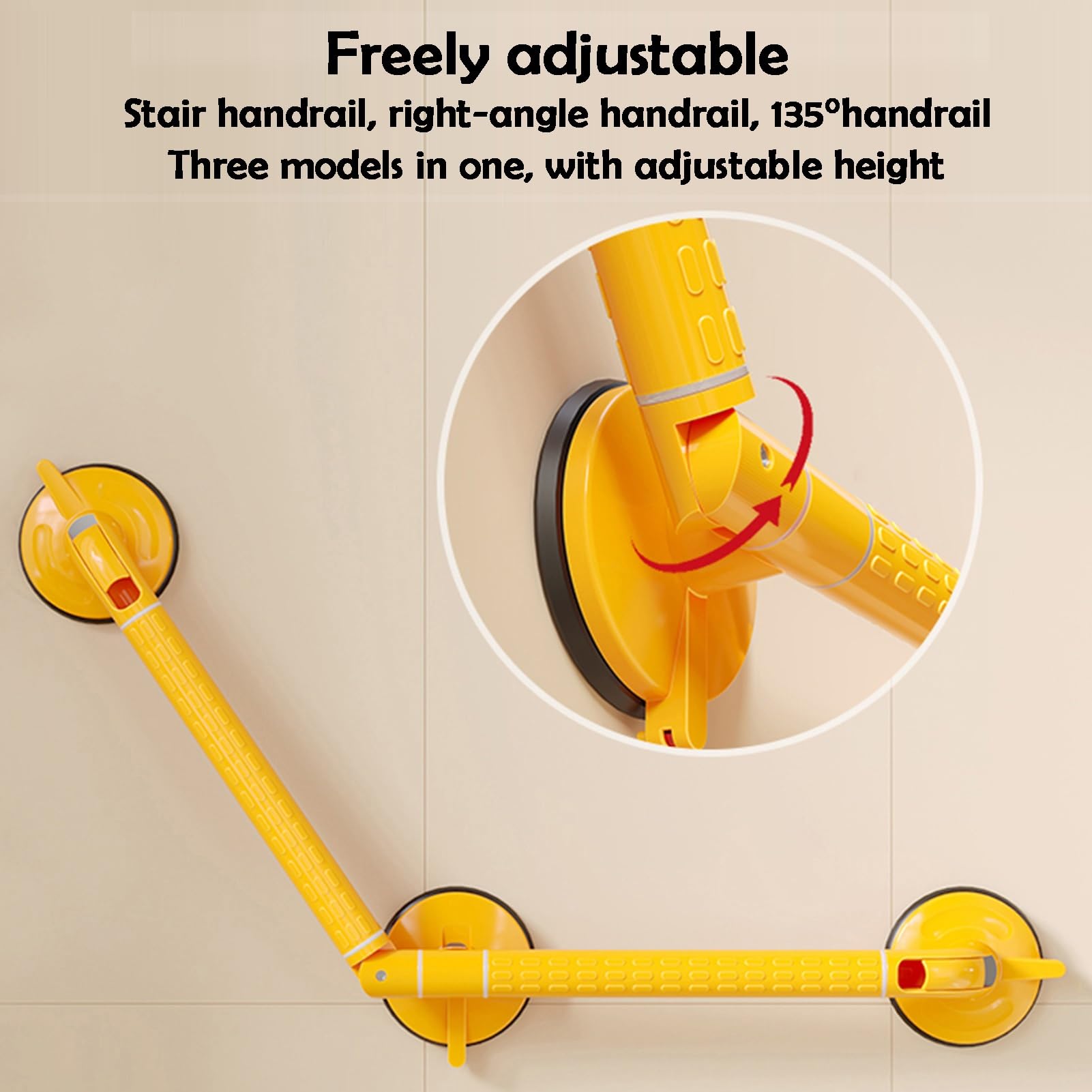 Barras De Apoyo For Duchas, Ajustables En Forma L A 180°, Pueden Soportar Un Peso 176 Libras, Manijas Baño Ayuda For Personas Mayores(Yellow,50x40cm)
