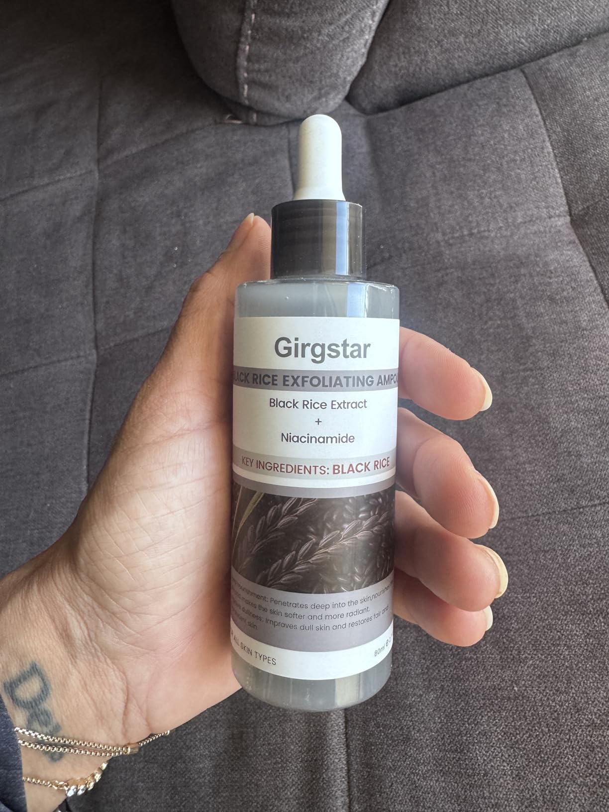 Girgstar Black Rice Exfoliant Peeling Ampoule 80ml - Gentle Chemical Peel for Face & Pore Cleaner - Hydrating Rice Serum Facial Peels for Blackhead Remover & Daily Skin Care