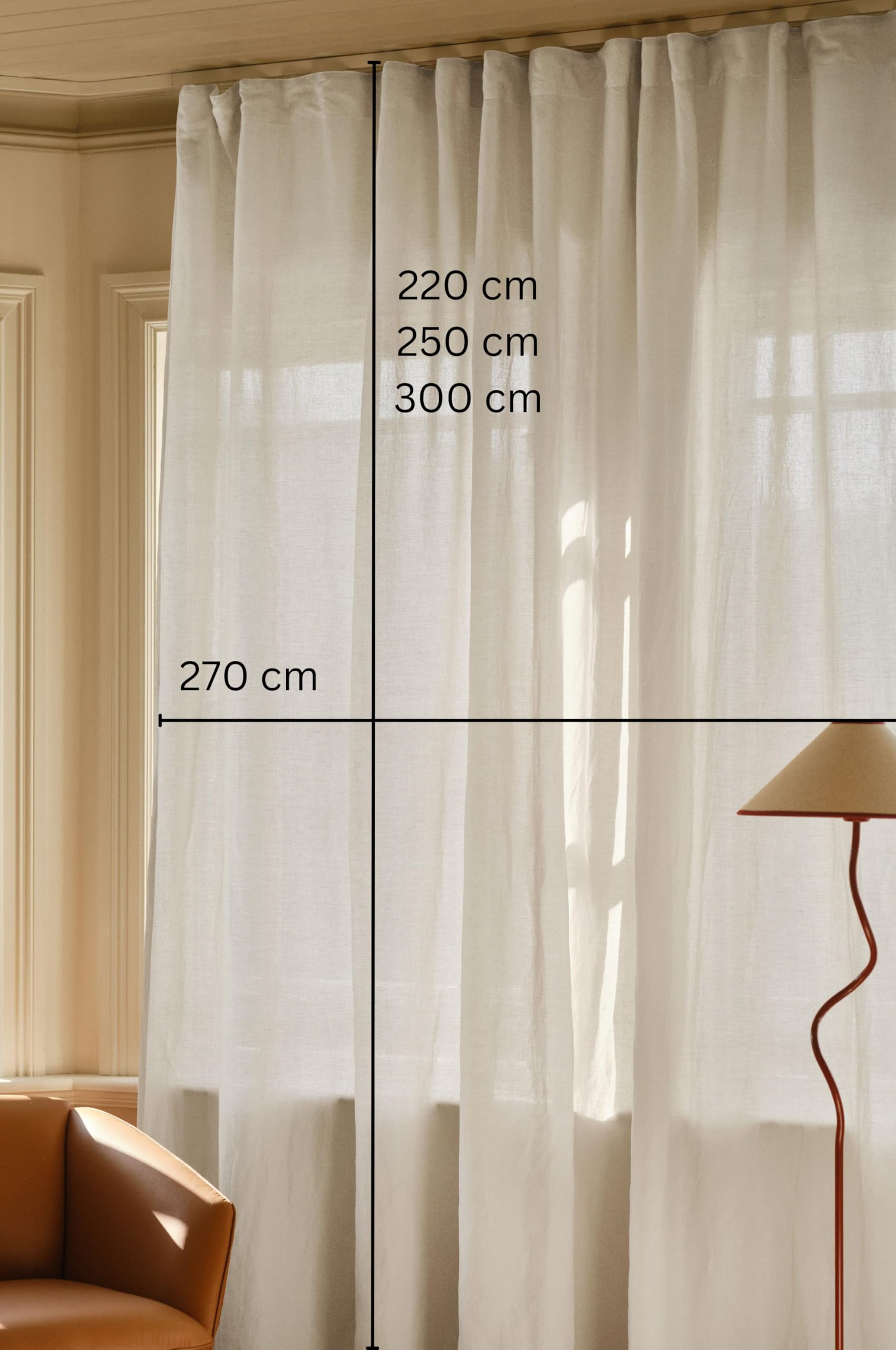 Jotex LINA Linen-Mix Extra Breit 270cm Multifunktionsgardine – Hochwertige Halbtransparente Leinen und Baumwolle Vorhang (1er Pack) - Naturweiß, 270 x 300cm