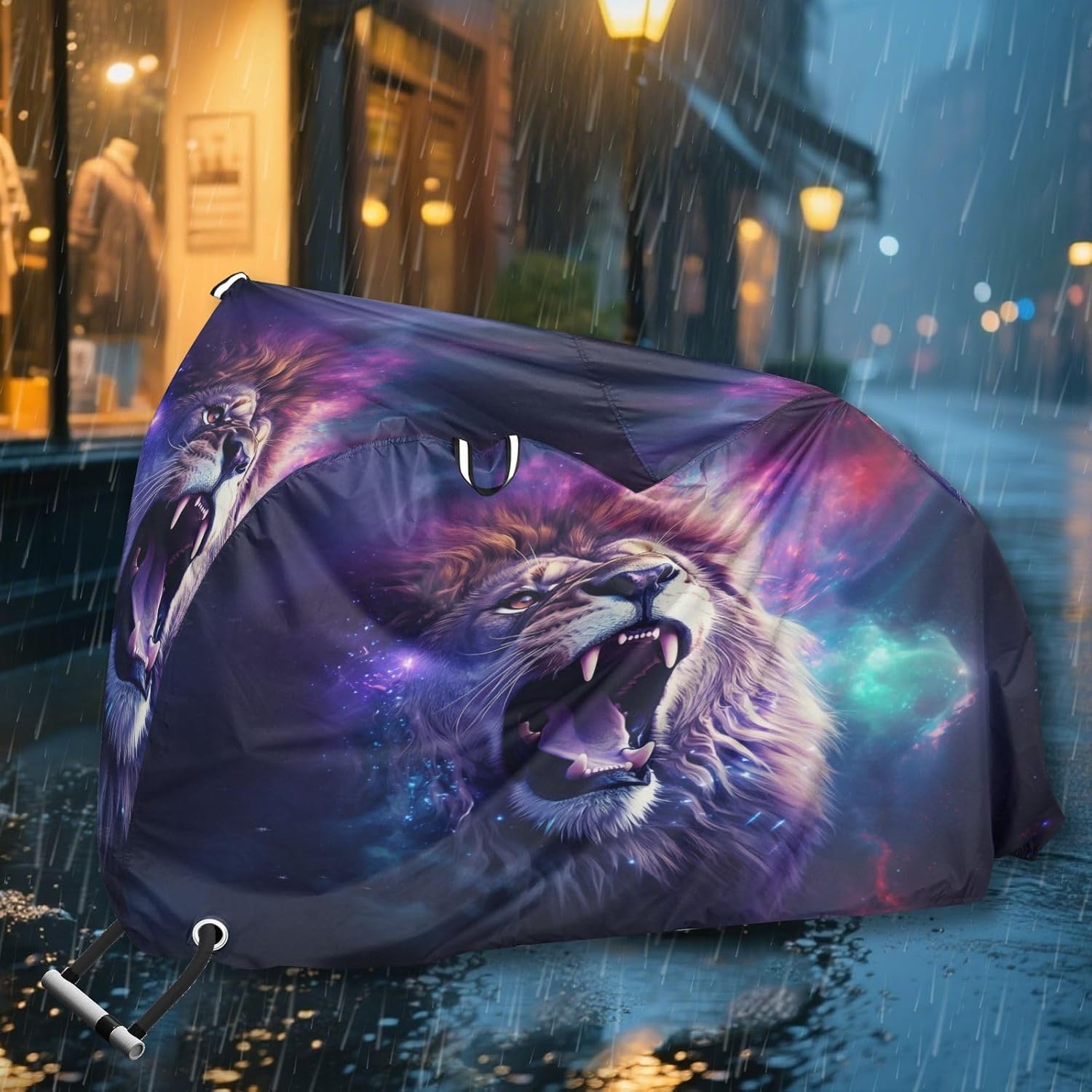 ALAZA Lion Howling Bike Cover Waterproof Outdoor Ebike Bicycle Covers Tarp Protection for 1/2 Bikes, Sun UV Dust Wind Proof