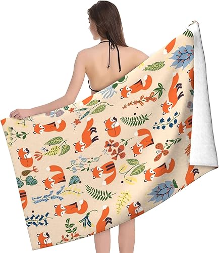 Miniatura 3 de HIONHSW Fox - Toalla de baño de microfibra de gran tamaño, de secado rápido, absorbente, para piscina, baño, 32 x 52 pulgadas