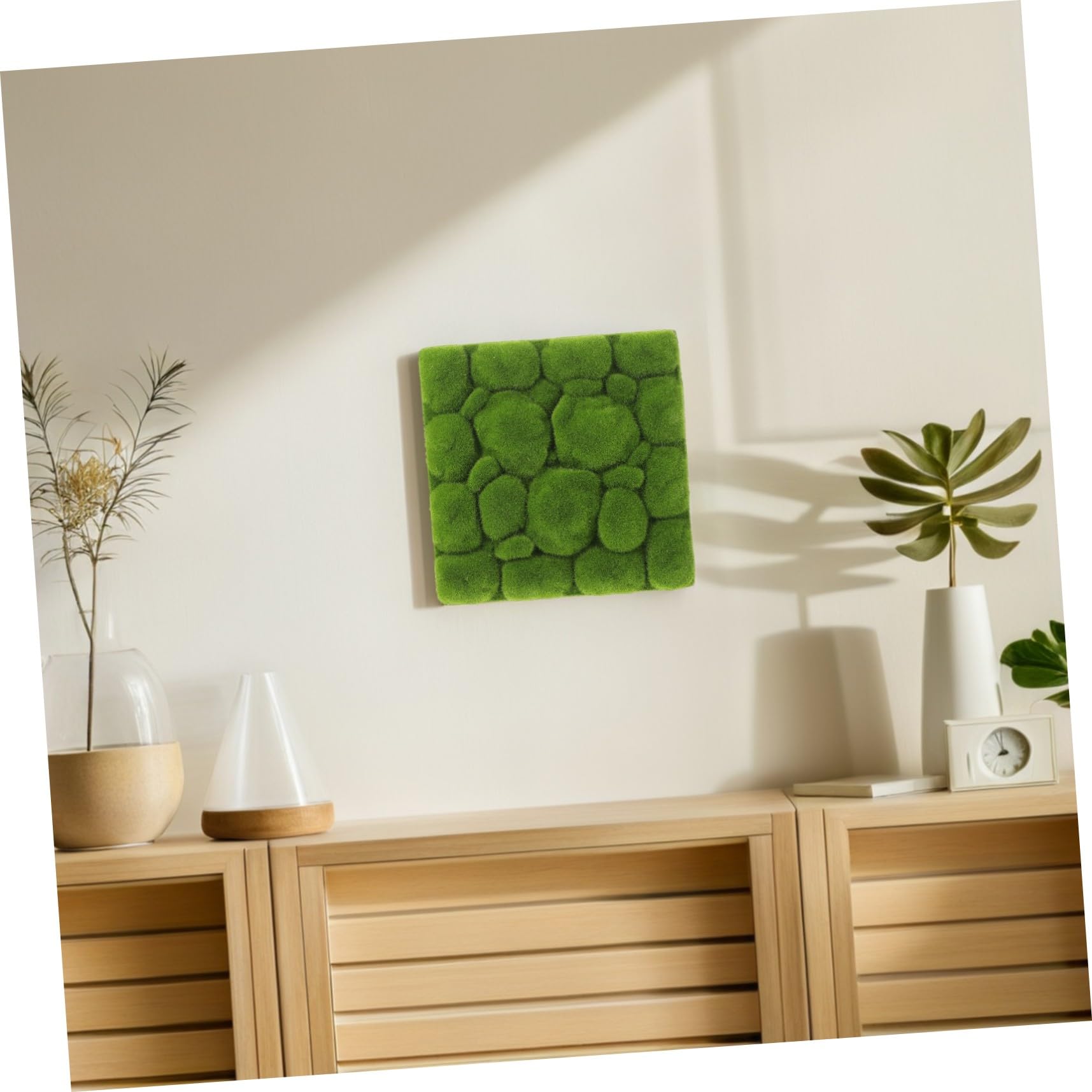 Healvian Decorazione in Finto Muschio 3 Pezzi 29x29 Cm, Pannelli di Muschio Artificiale per Pareti Interne ed Esterne, Sfondo Verde Naturale per Arredamento Casa, Negozi e Composizioni