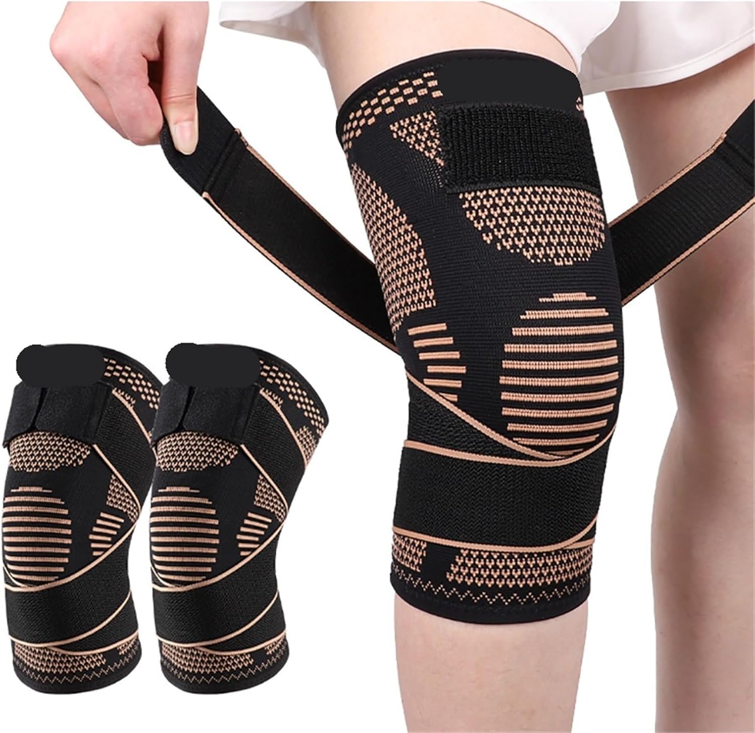2Pcs Sports Strap Knee Pads Non-Slip Knitted Nylon Fitness Jump Rope Basketball Running Gear Men Women for Volleyball Football Dance Yoga Tennis Running