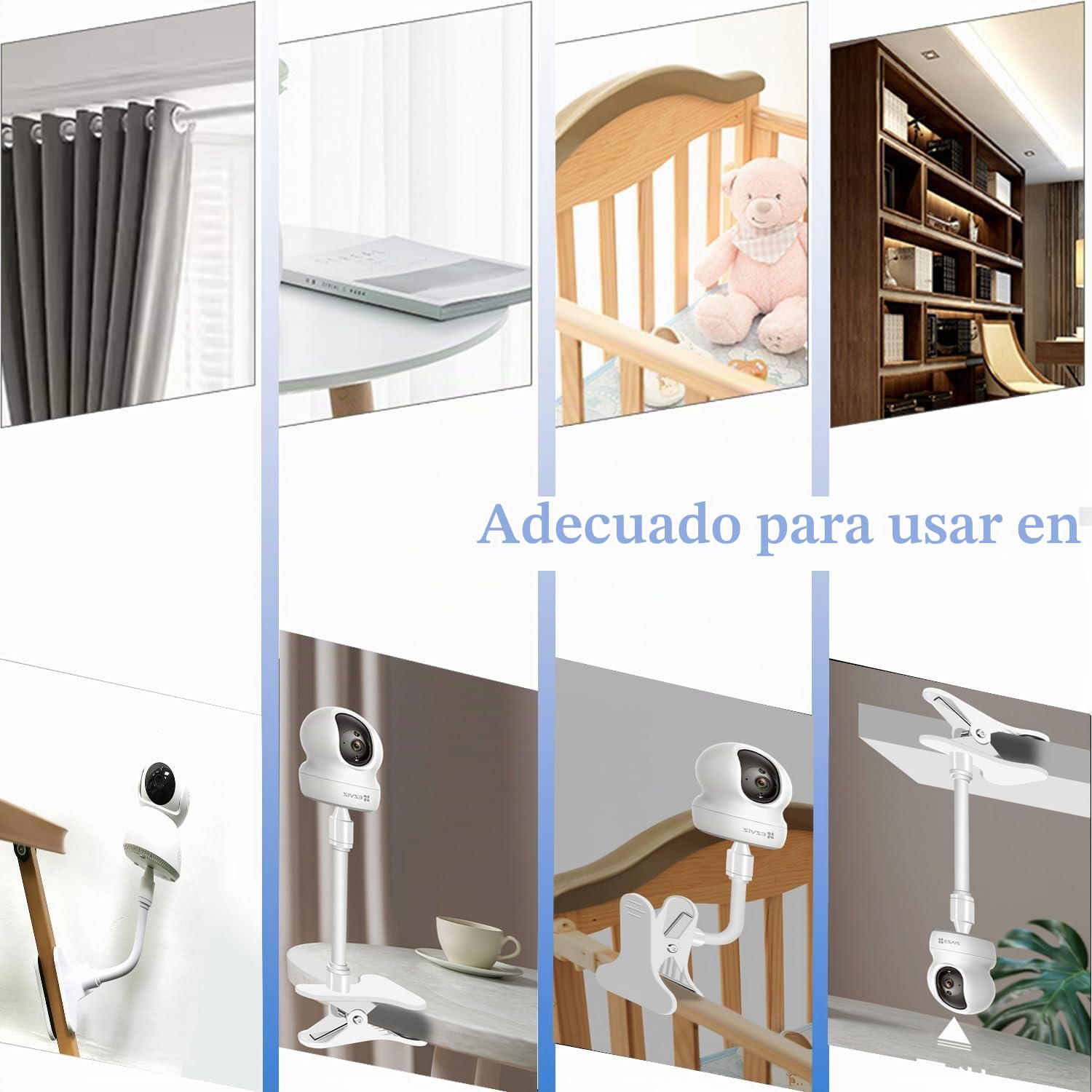 Soporte de Vigilabebés para cámara TP-Link Tapo C200/C210/C220/C201/C202/C211/C212/C222/C230 WLAN IP Kame (Blanco)