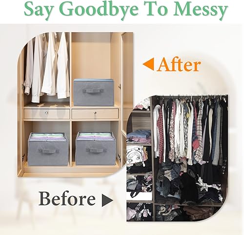 Miniatura 3 de Paquete de 6 organizadores de ropa grandes para armario, 7 rejillas, organizador de ropa plegable con asa, organizador de armario para jeans,