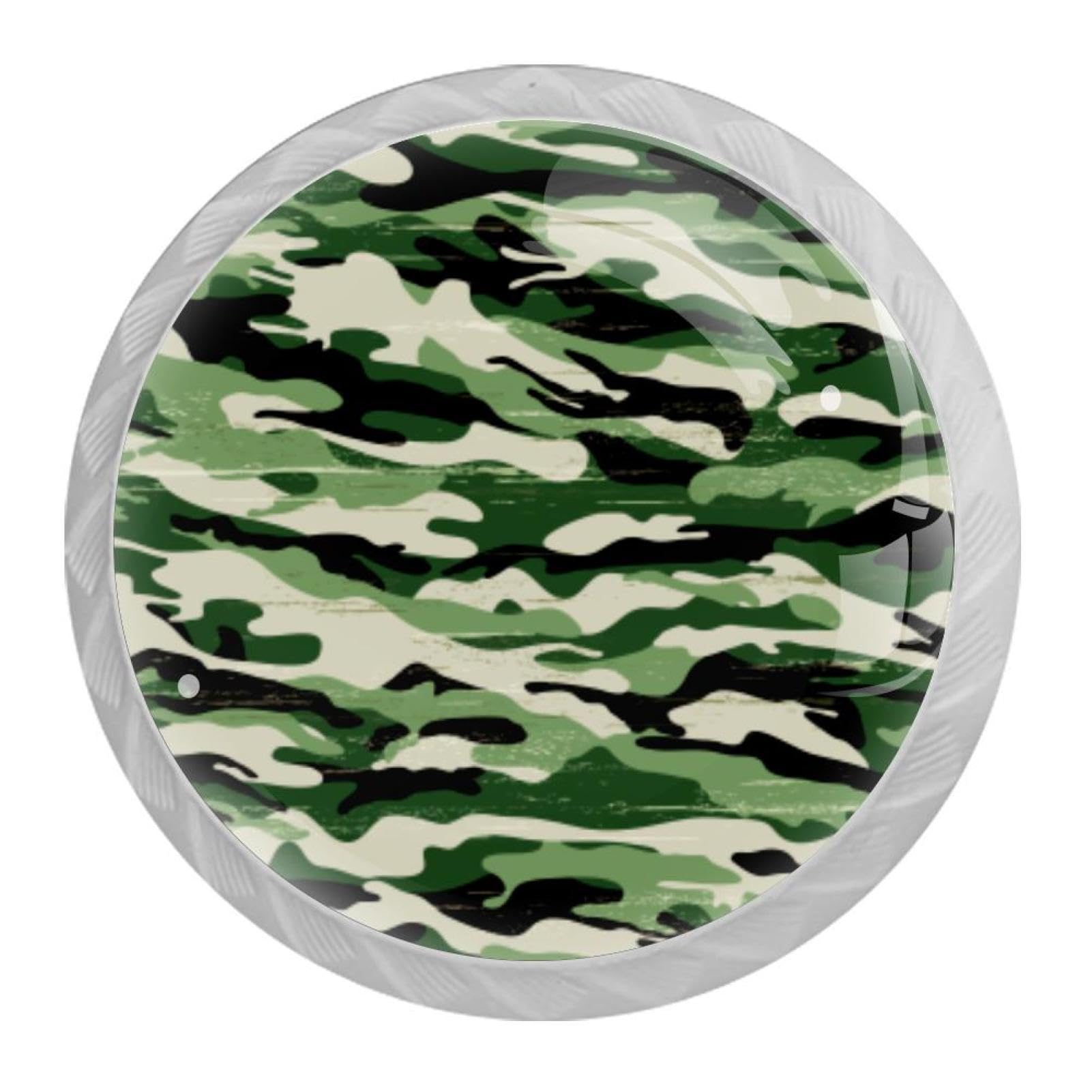 Tqmspg 4 Pieces Drawer Pulls Vintage Camouflage Pattern Door Knobs Dresser Handles for Kitchen Wardrobe Cupboard Hardware Furniture