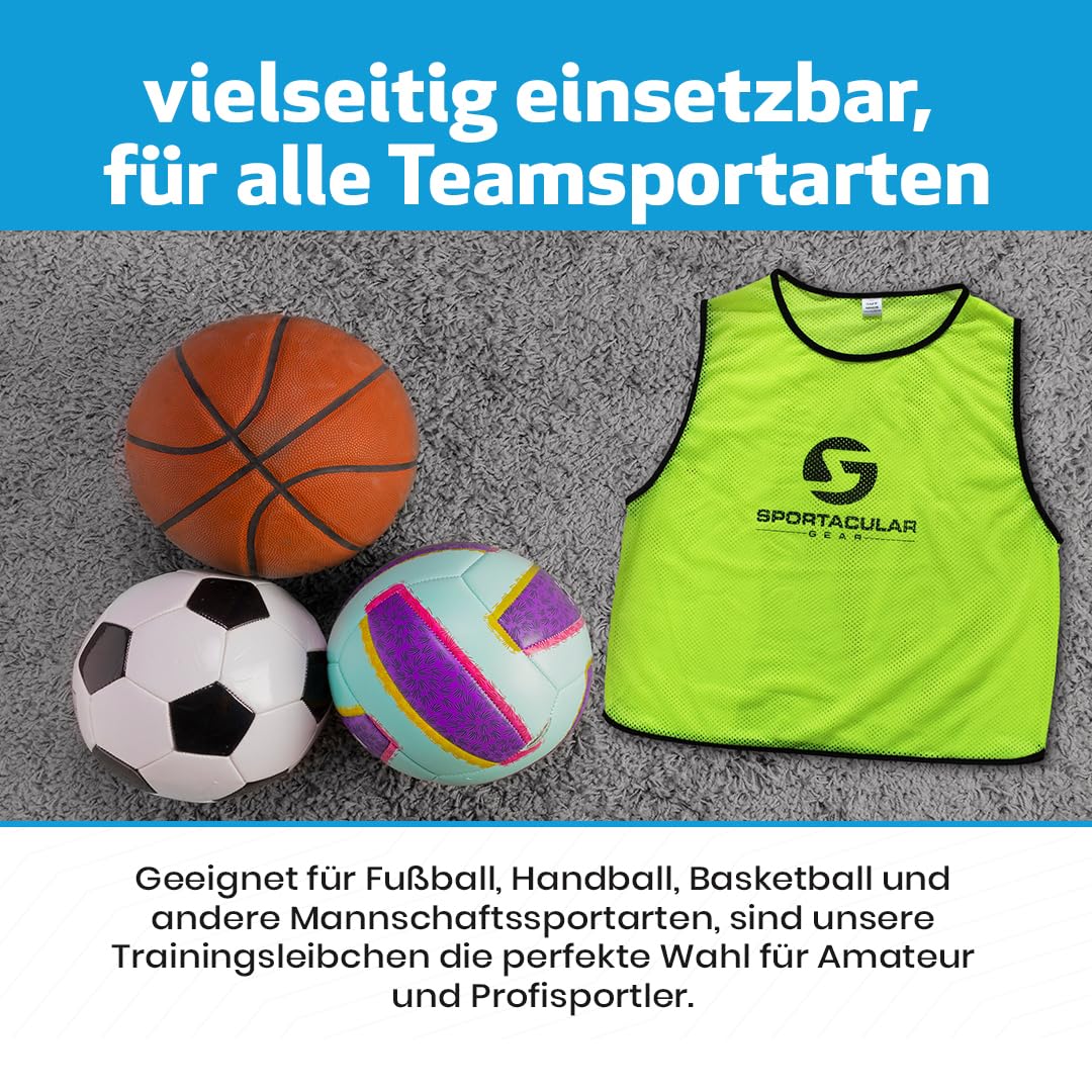 10er Set Trainingsleibchen in versch. Farben und Größen I Markierungshemden, Hemdchen, Trainingstrikot I Leibchen für Fußball, Handball, Basketball Training I Junioren, Senioren, Damen, Herren, Kinder