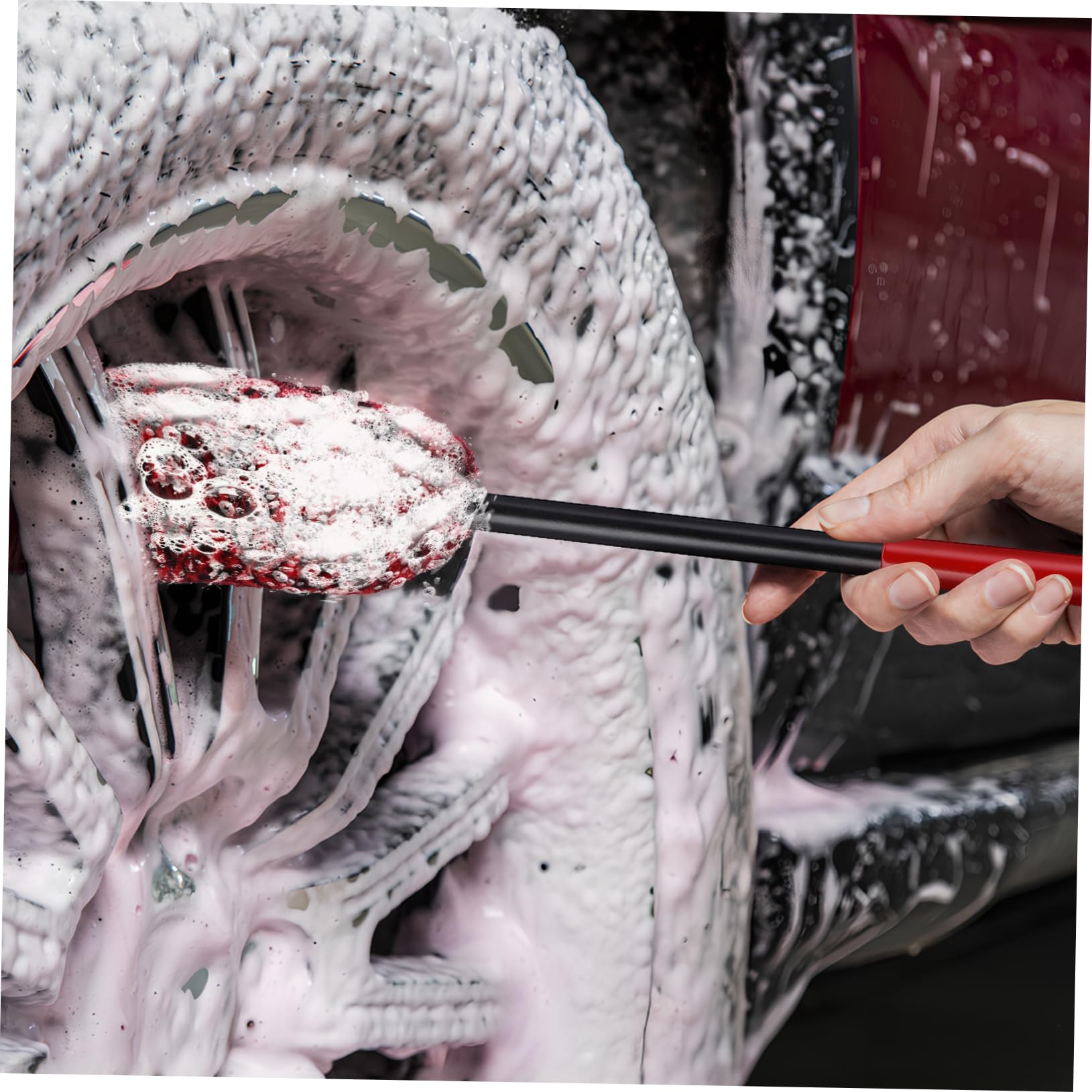 3stücke Teiliges Auto Flexibel Gebogene Felgenbürsten Mit Weichen Borsten Für Felgenreinigung Radnabenpflege Und Detailgenauen Autowasch-Einsatz Rot-schwarz