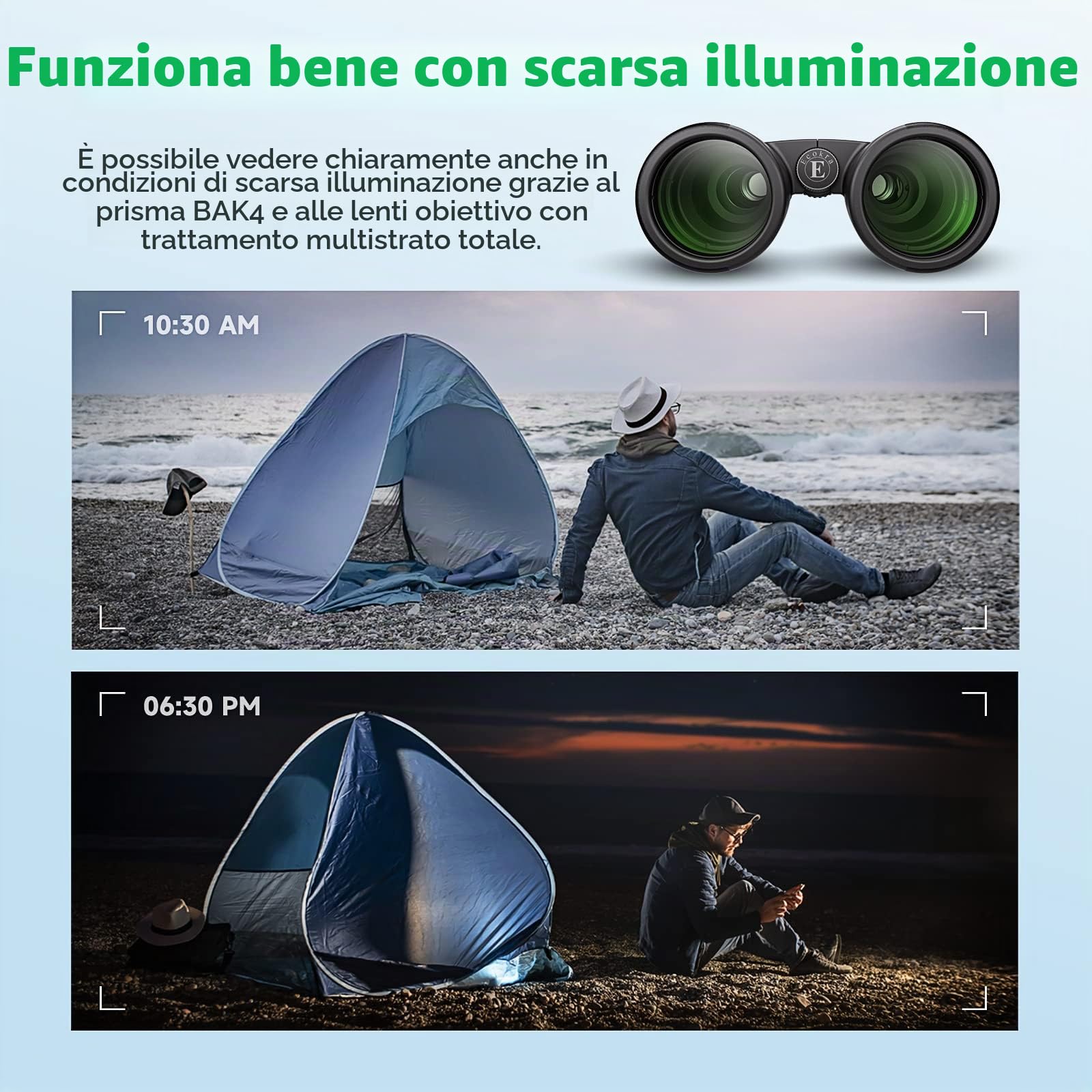 Binocolo Ecokra HD 12x42 per adulti, alta potenza, super luminoso, impermeabile, perfetto per bird watching, caccia, osservazione delle stelle