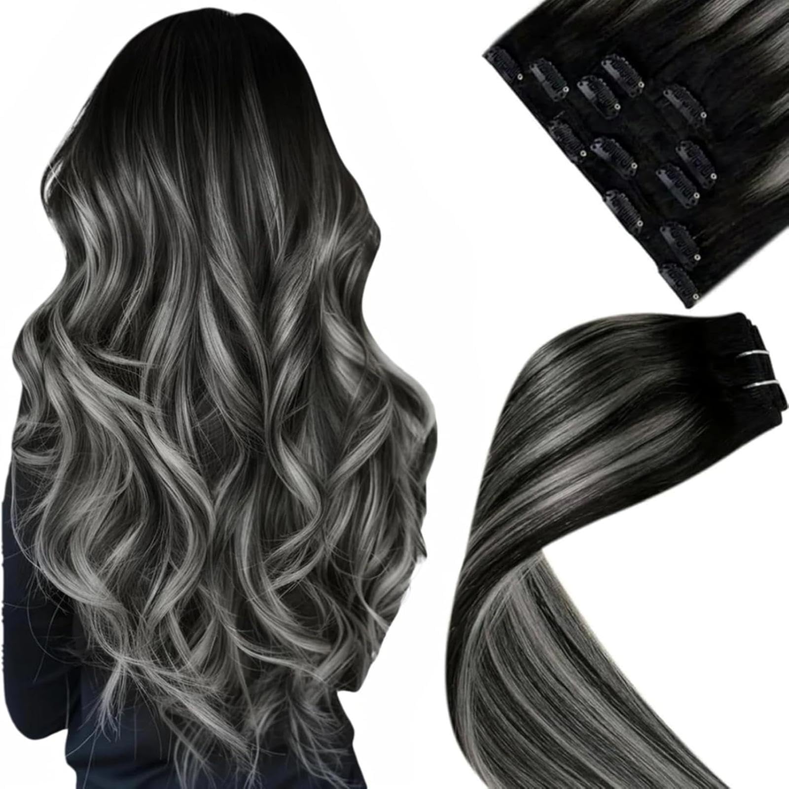 LaaVoo Extensions Echthaar Echt Haar Extension Clip Haarverlängerung Echthaar
