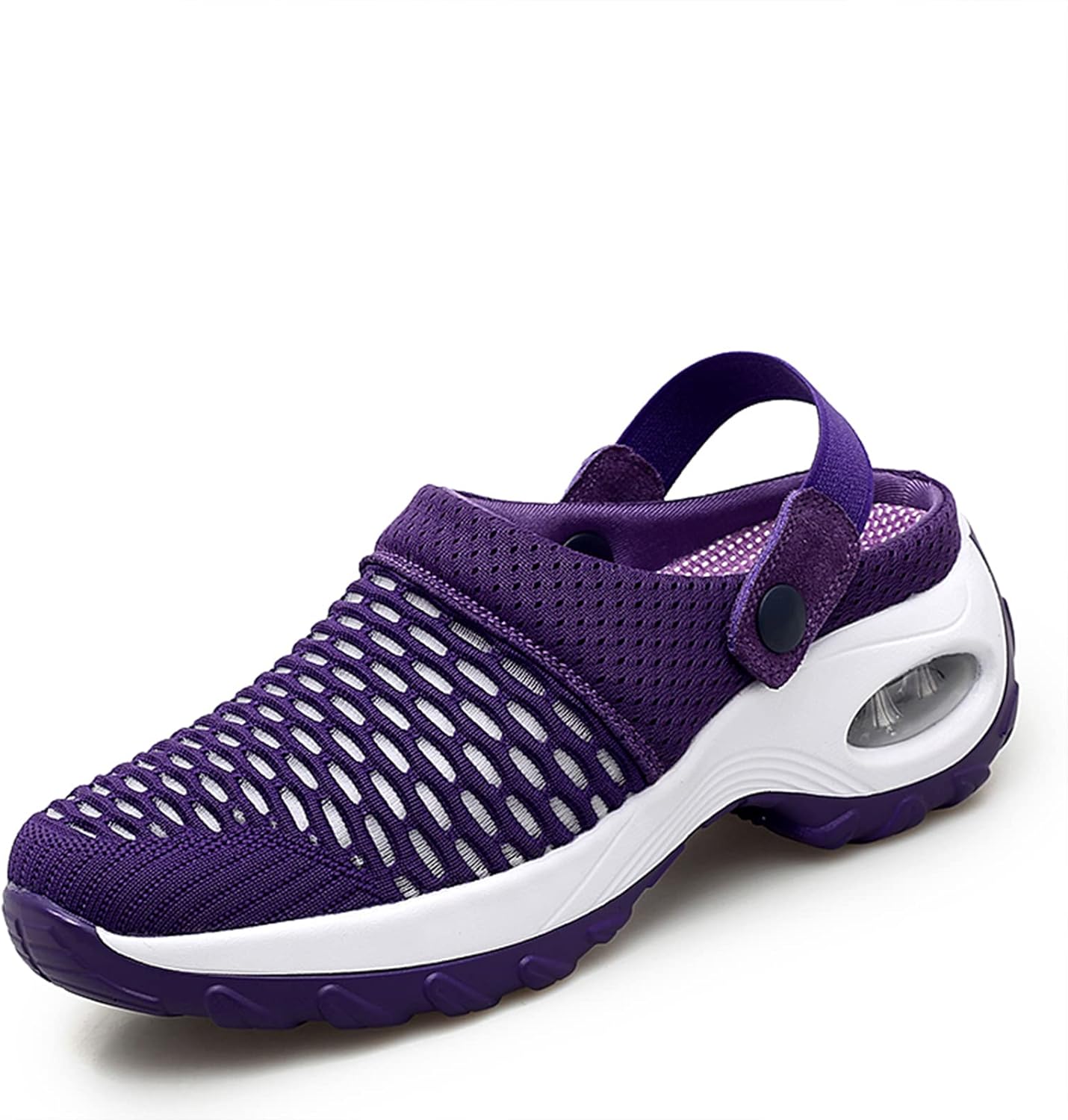 Women's Slippers Mesh Air Cushion Slip on Outdoor Walking Sandals Lightweight Breathable Garden Shoes Mules Clogs Purple Size 8.5