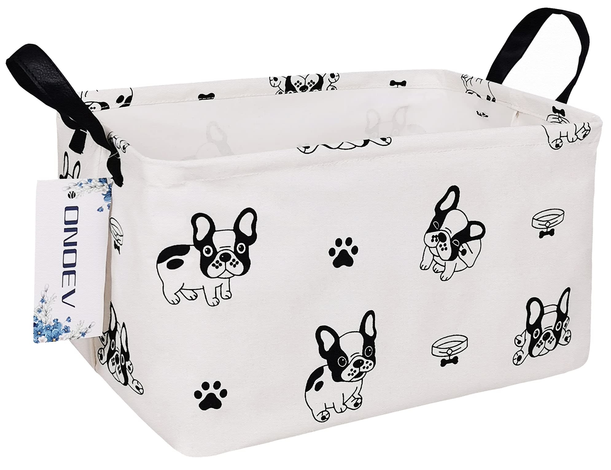 Rectangular Fabric storage box, decorative basket and finishing basket with handle are used for the storage of clothes, books and sundries (Bulldog) 14.9’’L ×10.2’’W×9.05’’H inches