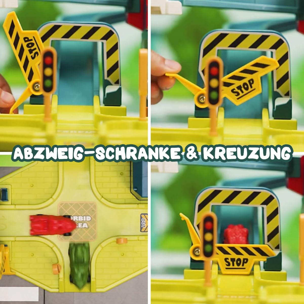 Dinosaurier Spielzeug Rennstrecken Spielset mit 7 Ebenen 8 Autos, Autorennbahn Parkhaus Garage City Streckenset Autobahn für Kinder ab 3 4 5 6 Jahren