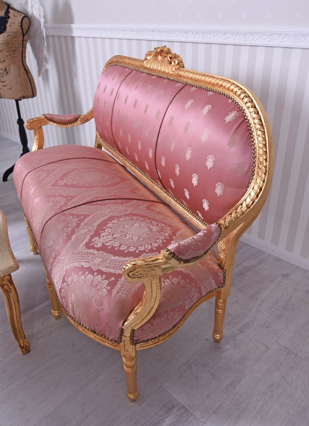 Sitzgruppe Sitzgarnitur Salon Sitzmöbel Sofagarnitur Luxus Möbel cat688 Palazzo Exklusiv (46 - Rosa, a - Gold)